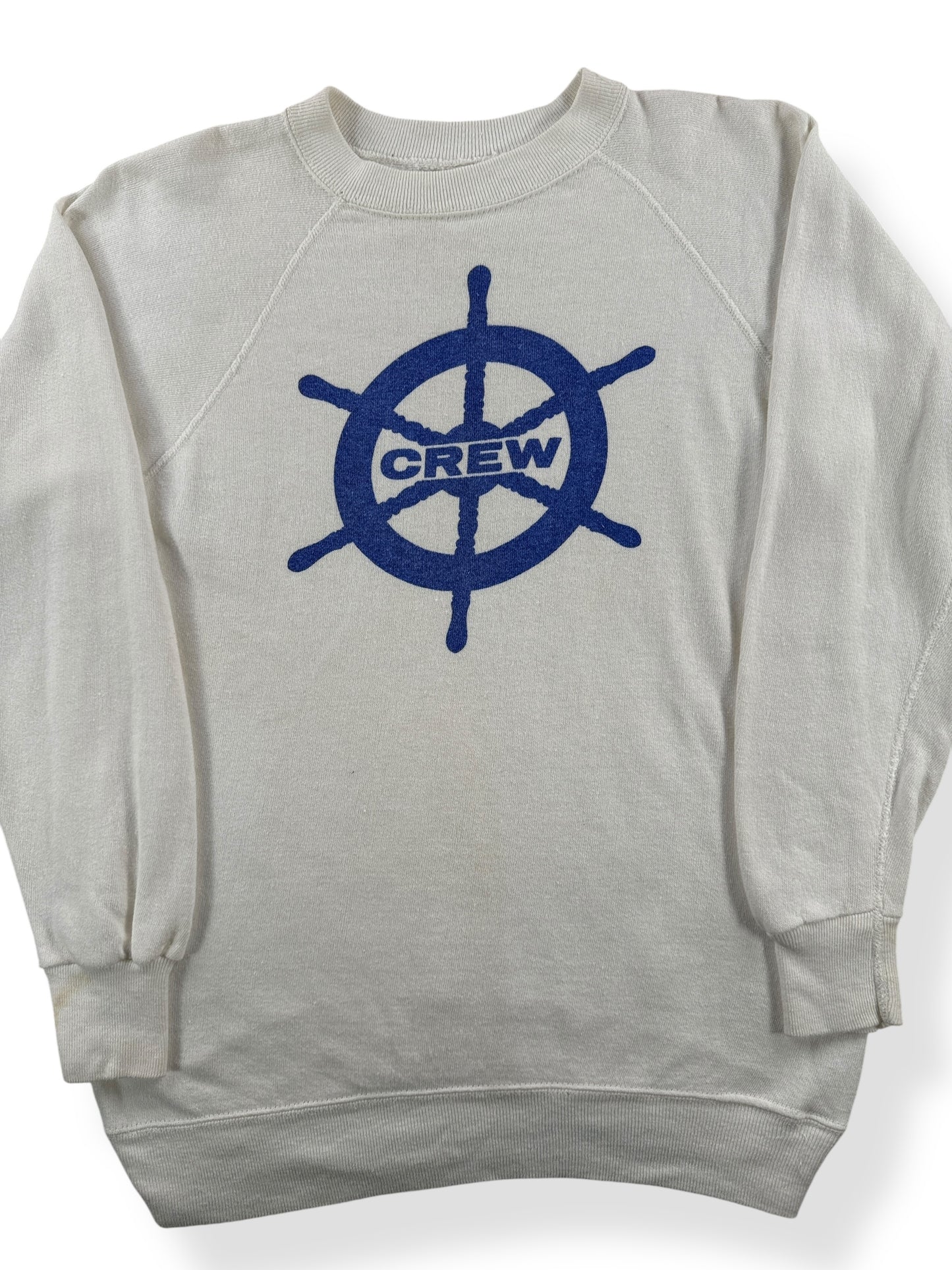 Front Close Up of 60s Gusseted Ship Crew Sweatshirt SZ S