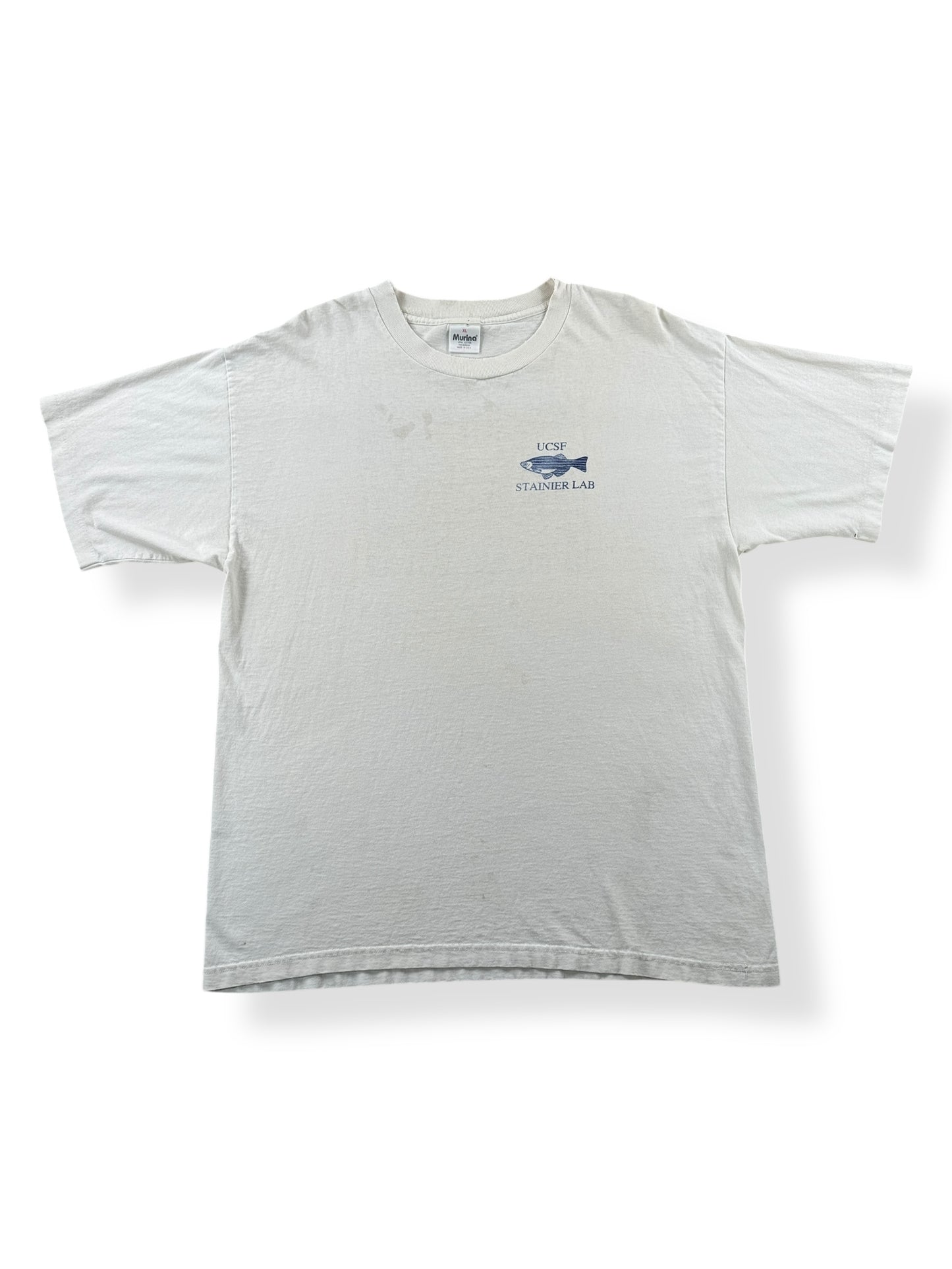 Front of Vintage Thrasher UCSF Stainier Lab Bootleg Ray Troll Tee SZ XL