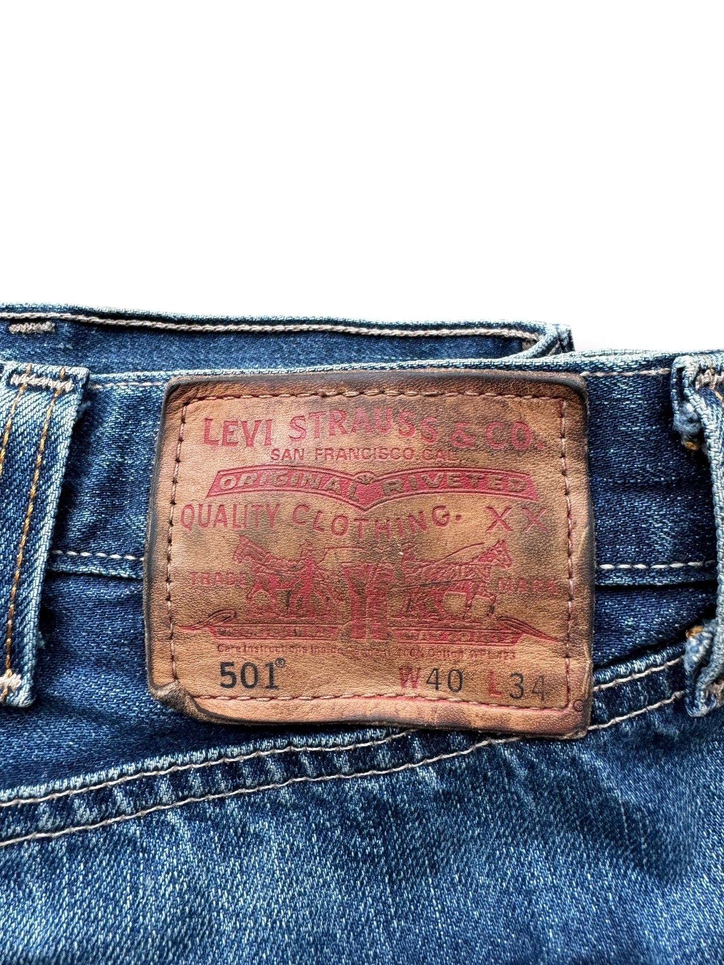 Patch on Modern Levi's Redlines with Incredible Hige W40