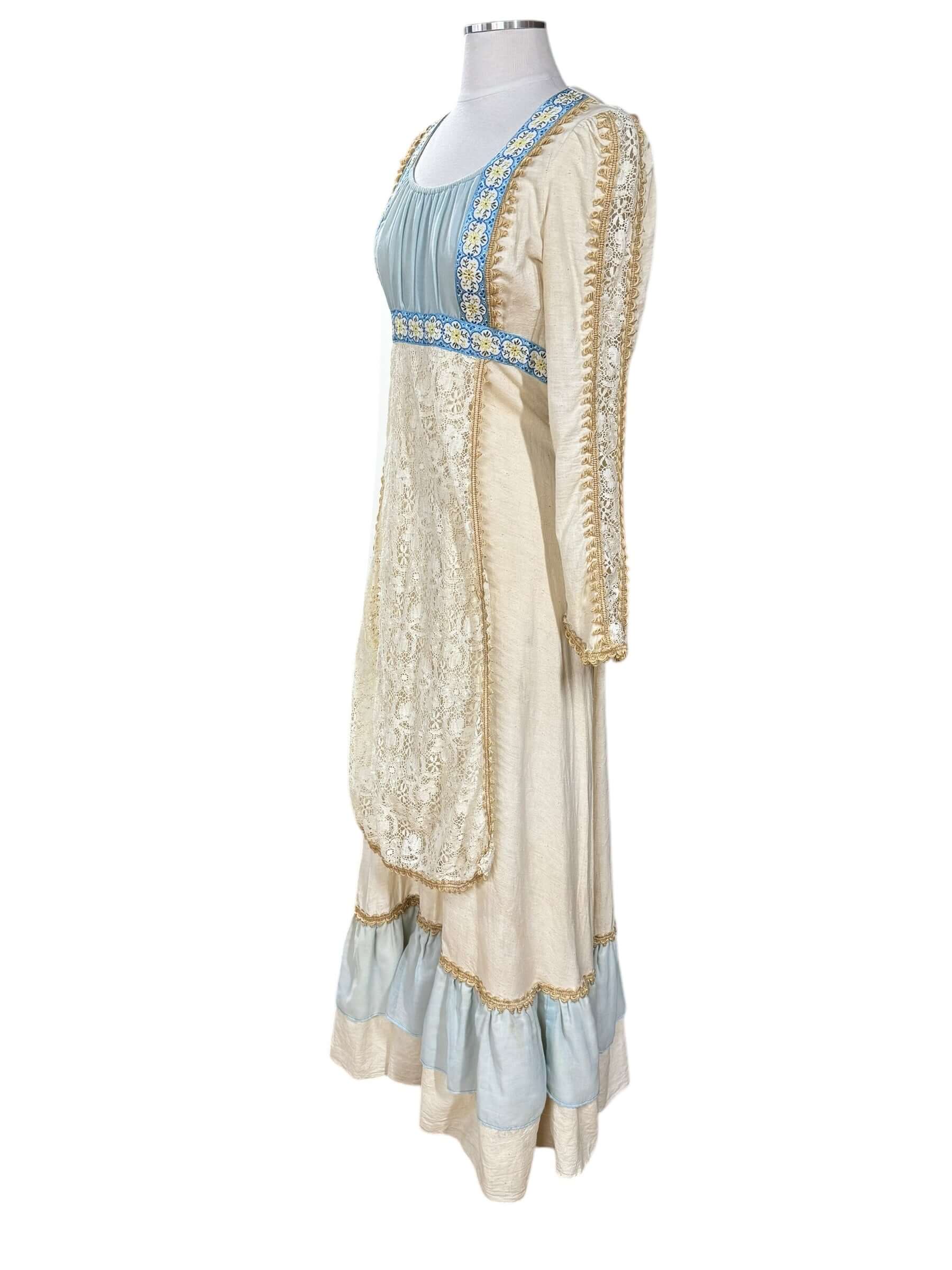 Side view of 1970s Renaissance Gunne Sax Dress L-XL
