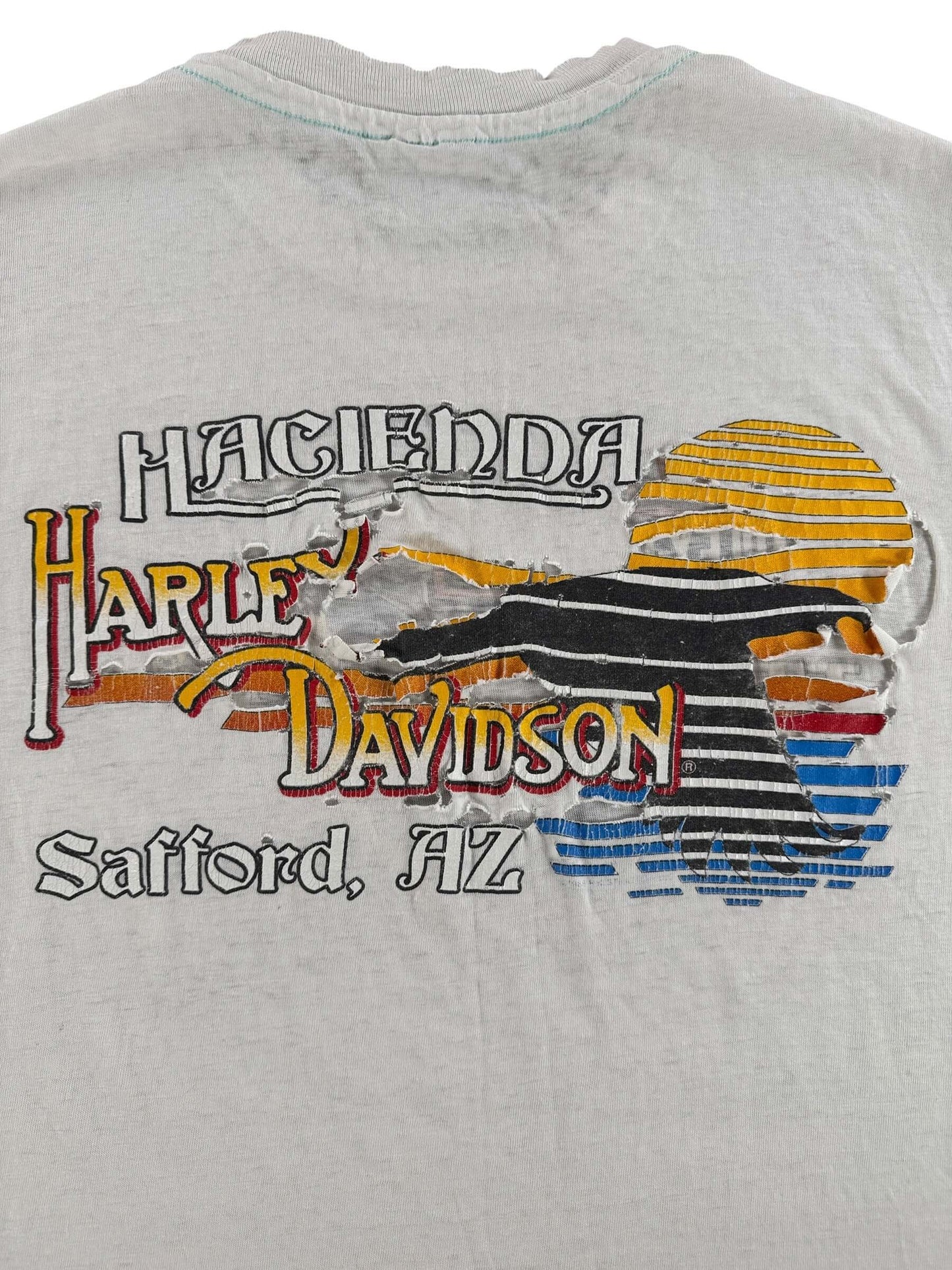 Back Graphic of Vintage ITT Harley Davidson Shredder Tee SZ L (Fits M)