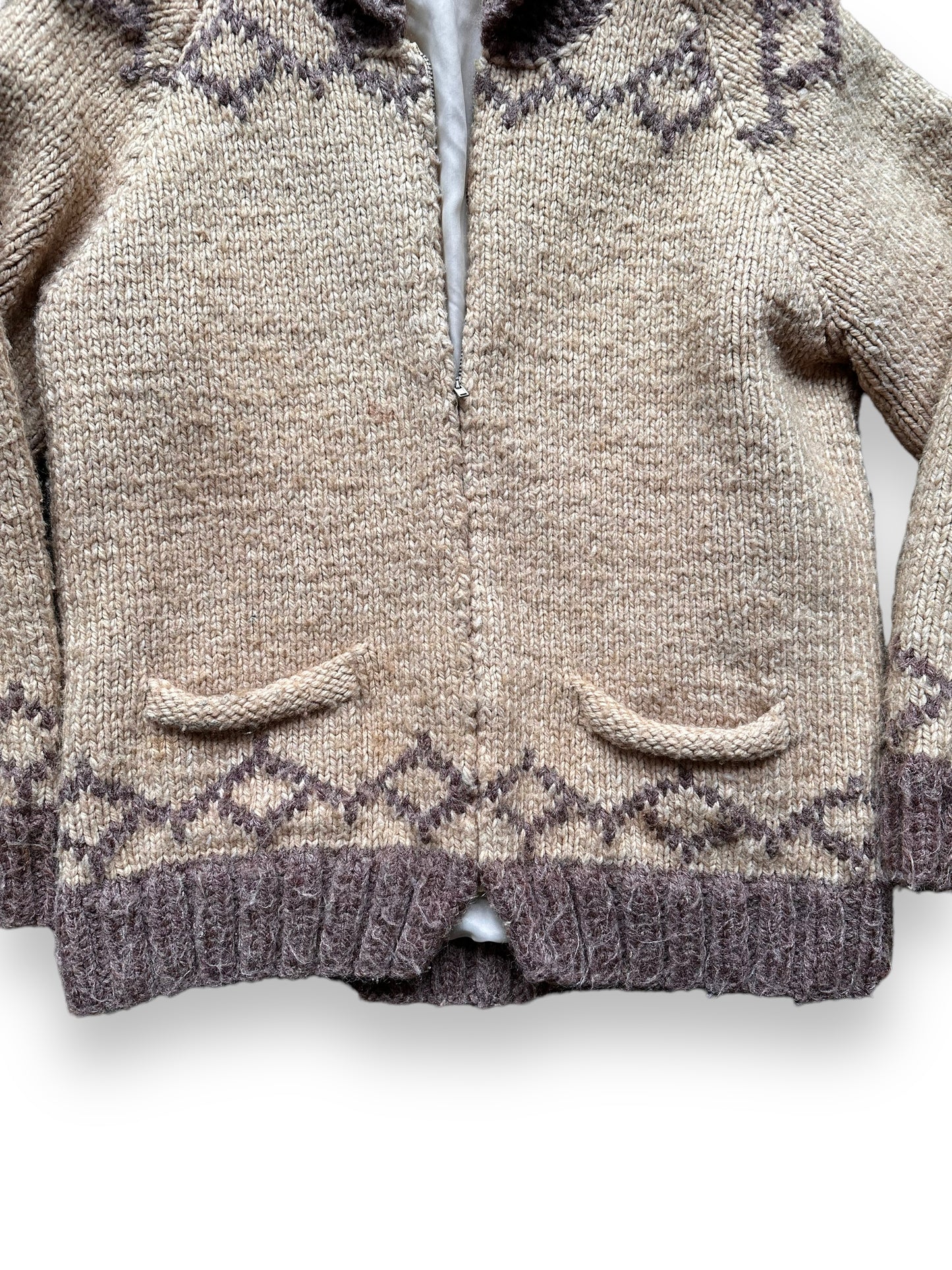 Lower Front View of Vintage Eagle Cowichan Sweater SZ M | Vintage Cowichan Sweaters Seattle | Barn Owl Vintage Seattle