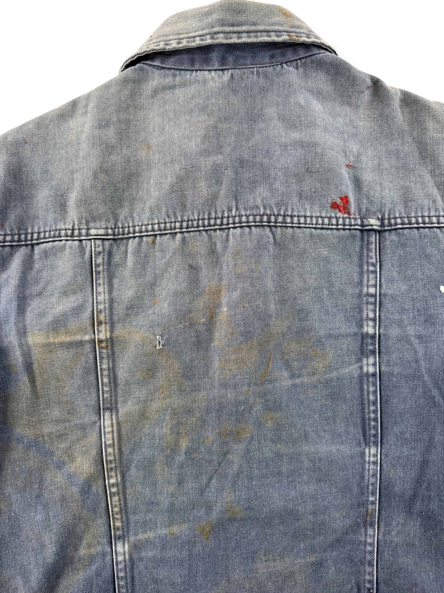 Stains on Vintage Distressed Moleskin Trucker Jacket SZ S