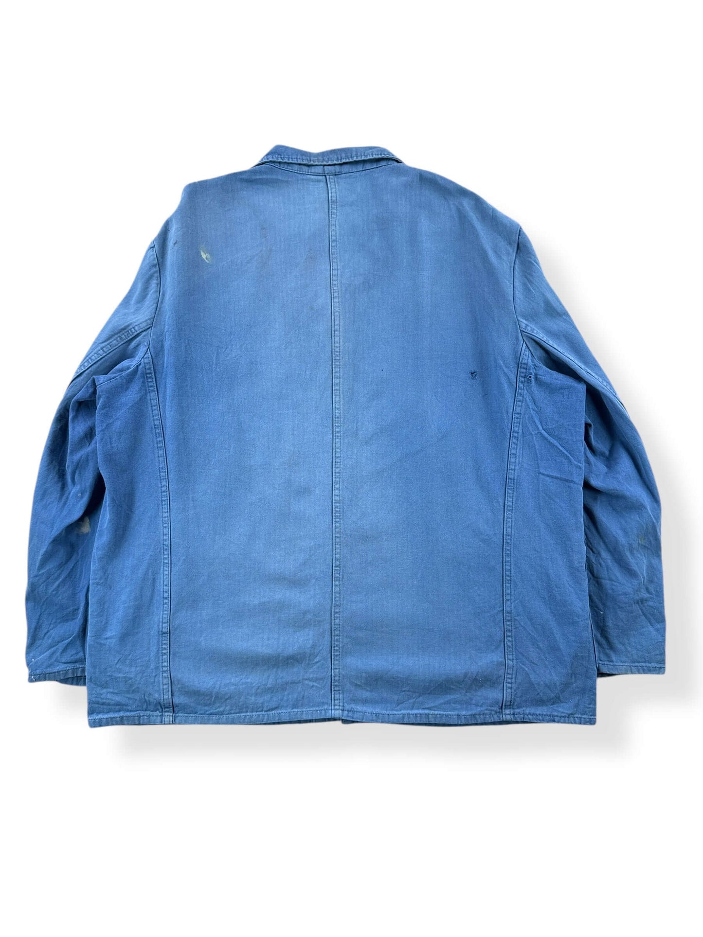 Back of Vintage Faded HBT French Chore Coat SZ XL