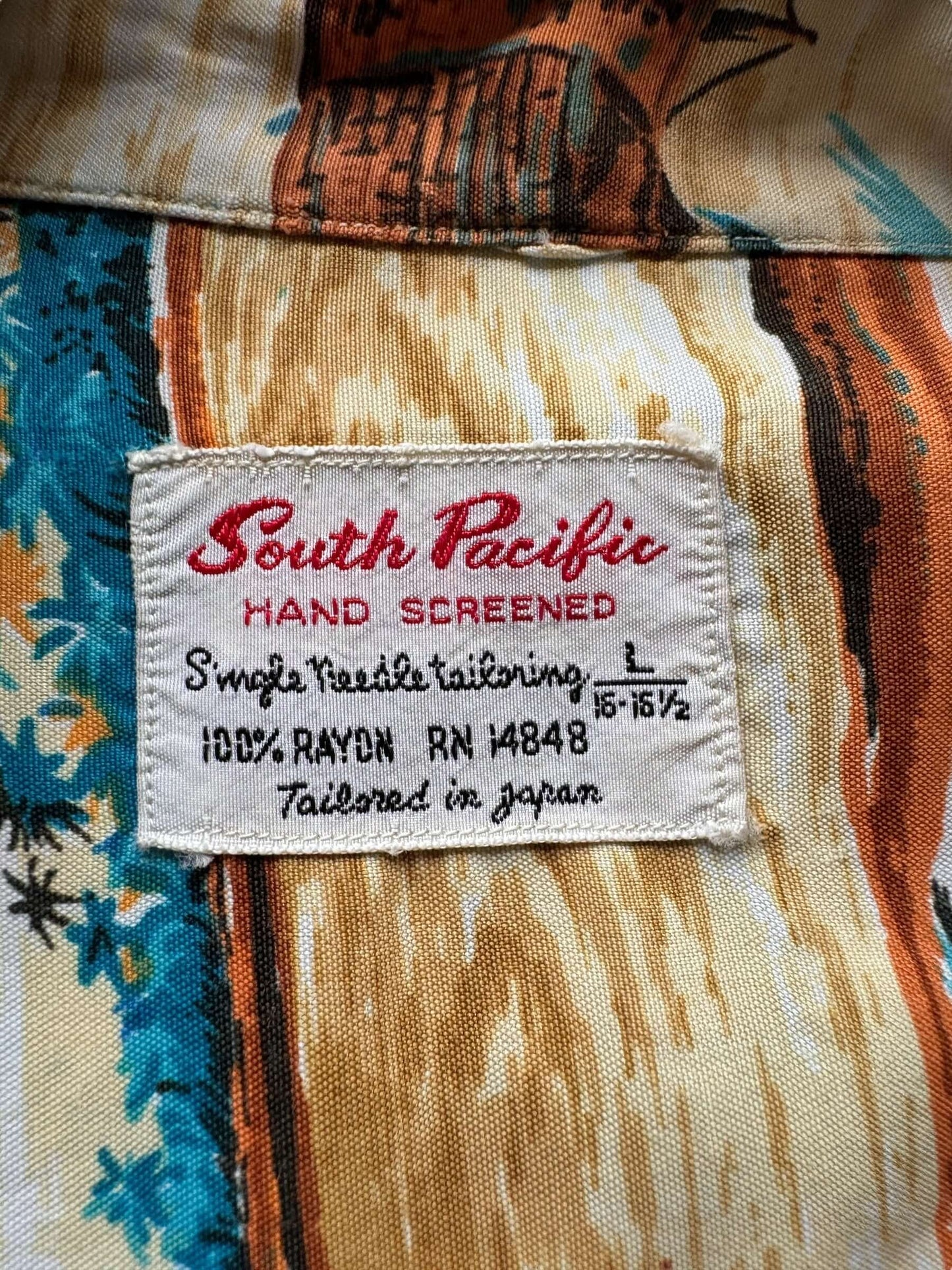 Tag on Vintage South Pacific Aloha Shirt SZ XL