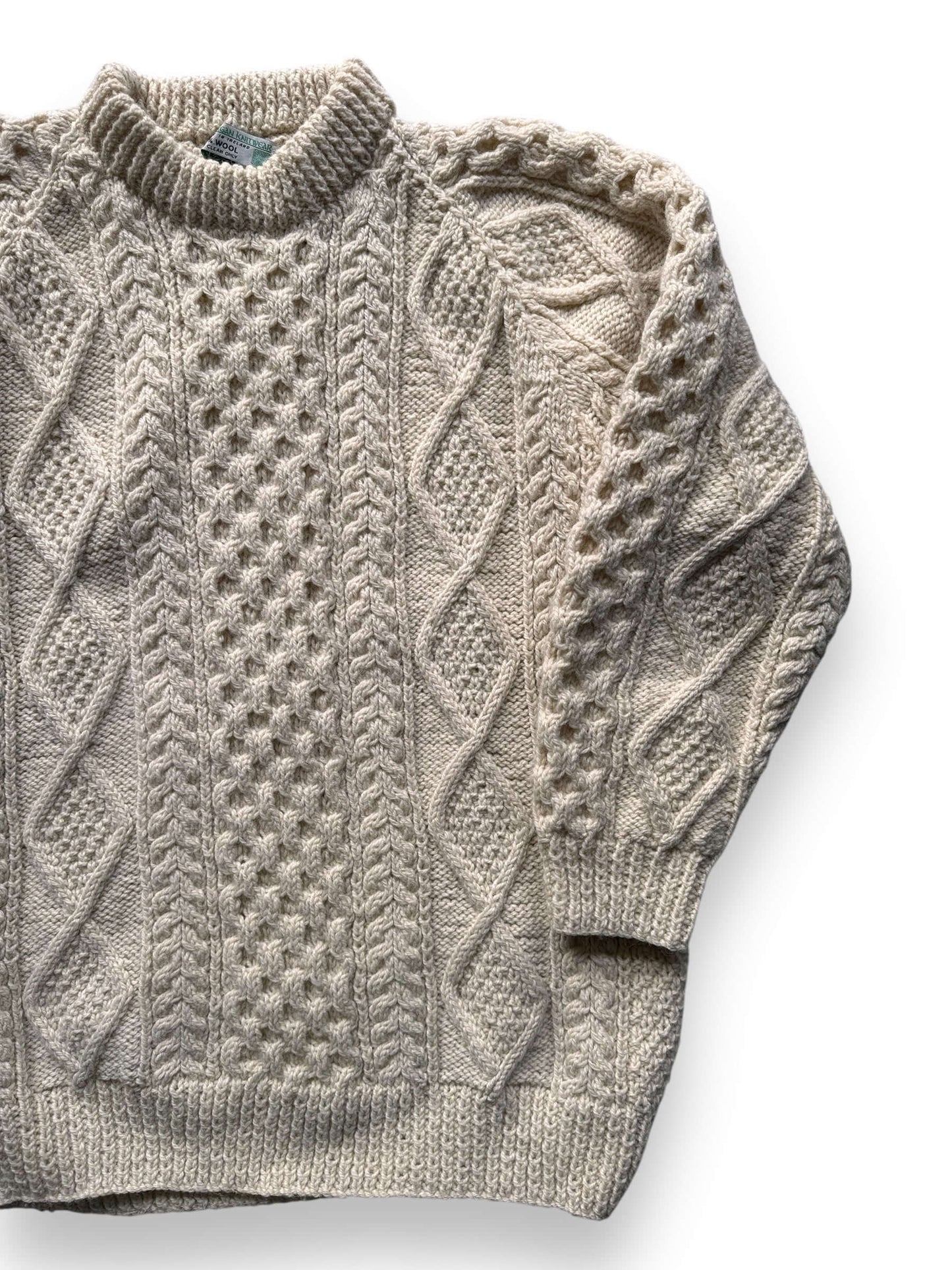 front left of Vintage Ronnie Hannigan Irish Wool Sweater SZ XL