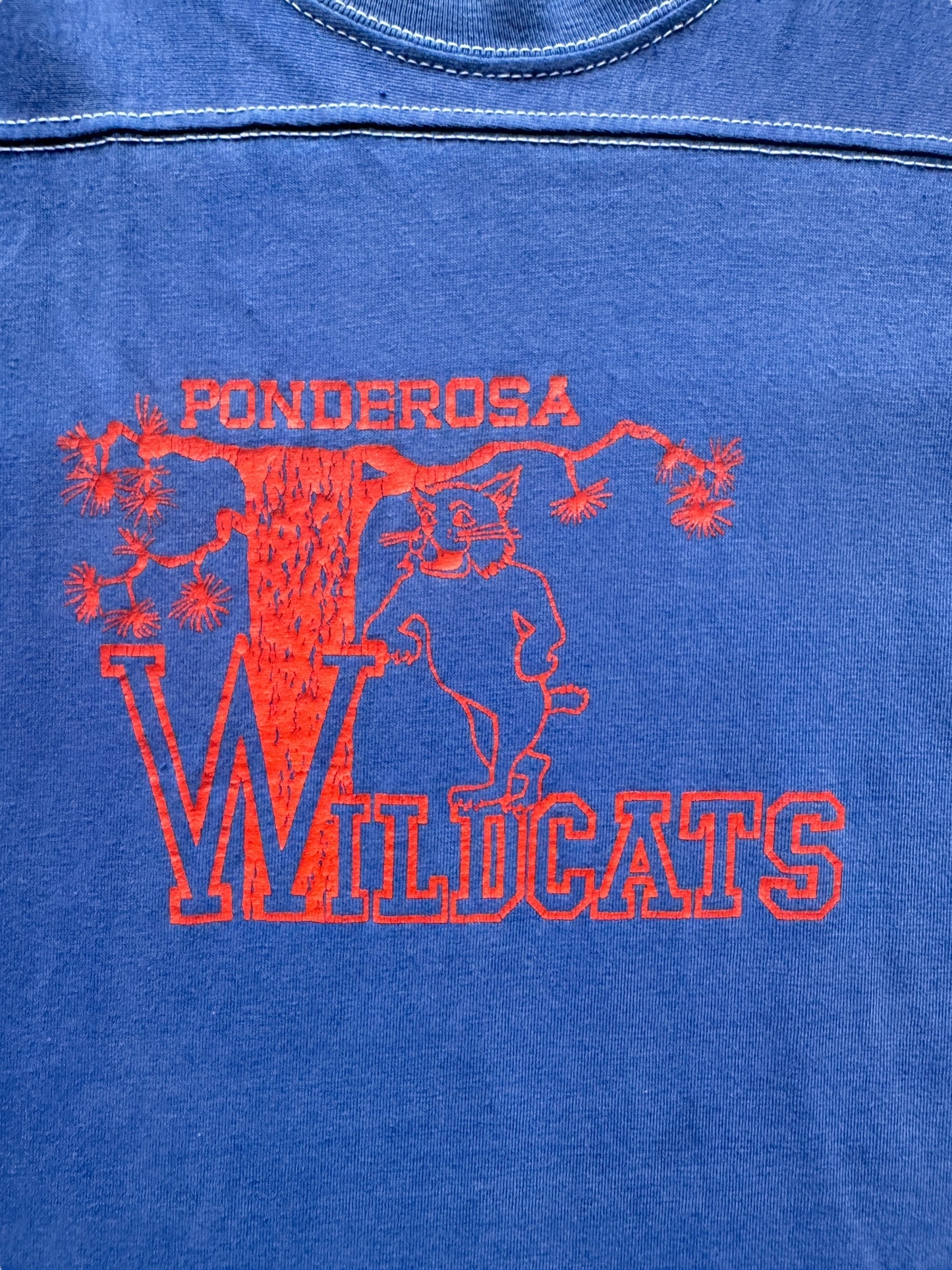 Front Graphic of Vintage Ponderosa Wildcats Jersey Tee SZ M