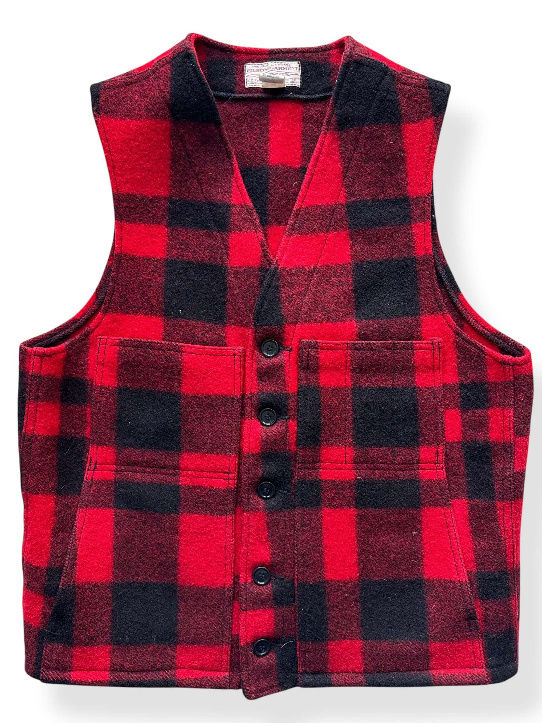 Front Close Up of Vintage Filson Mackinaw Wool Vest SZ 42