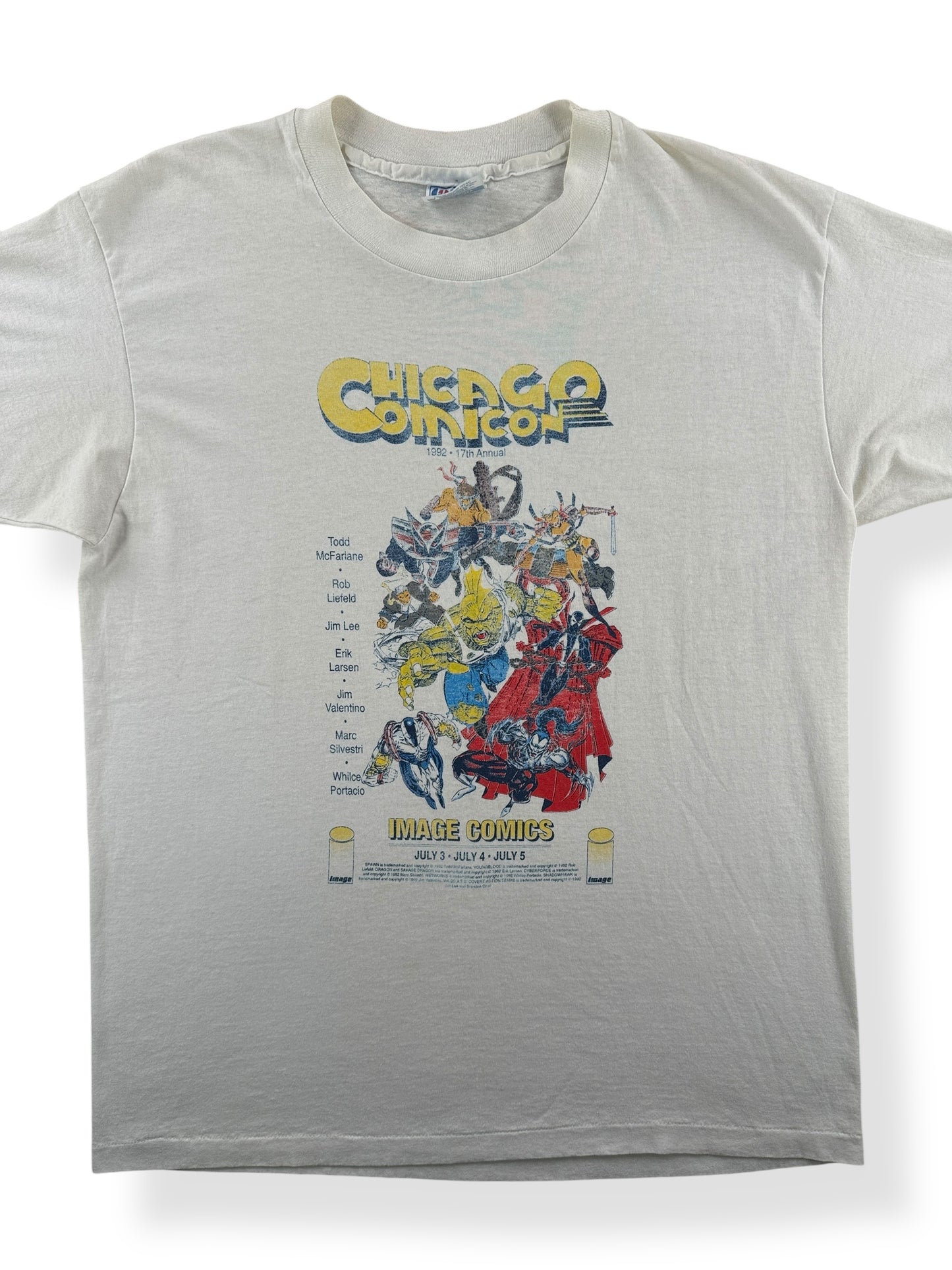 Front Close Up of Vintage 1992 Chicago Comicon Spawn Tee SZ L