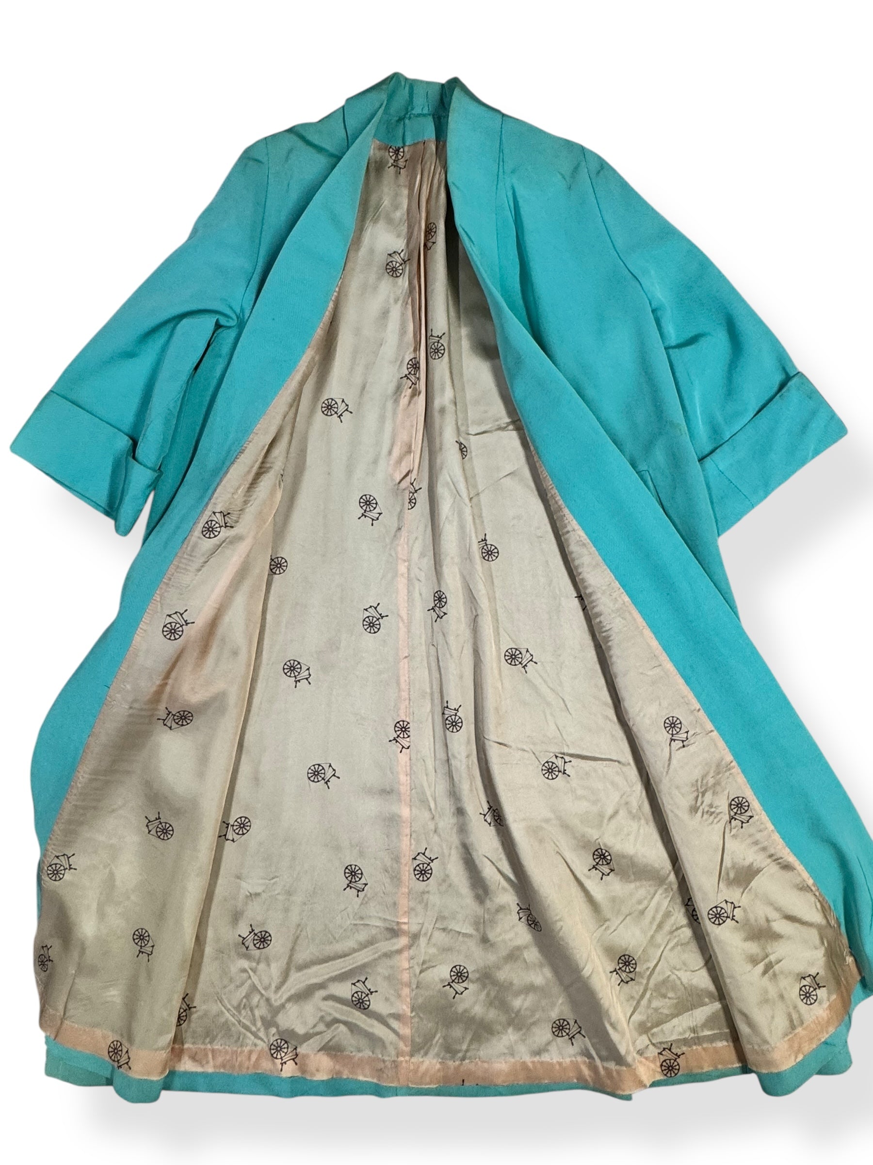 Open view of 1940s Mint Grosgrain Cocktail Coat L-XL