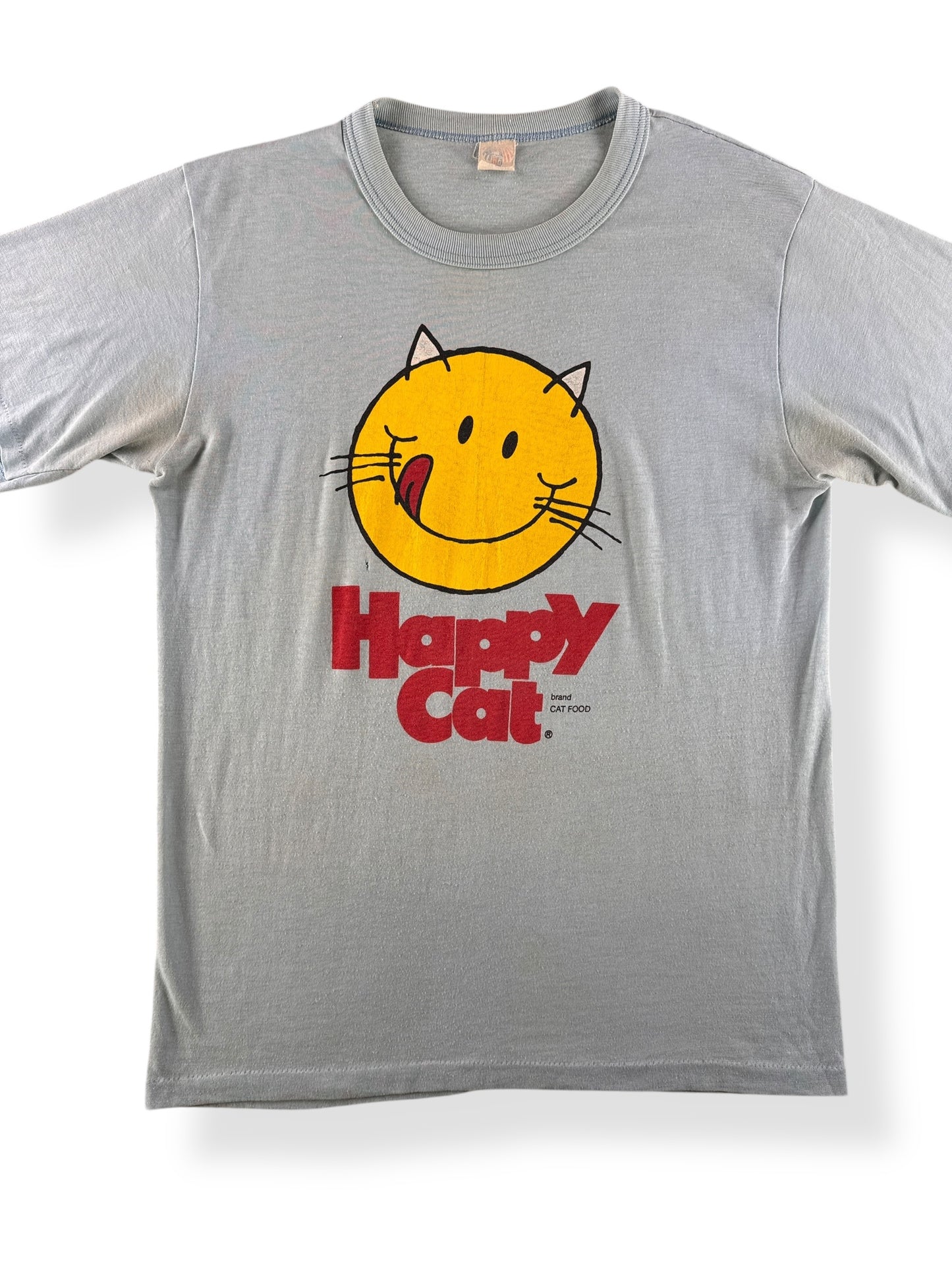 Front Close Up of Happy Cat Smiley Tee SZ M