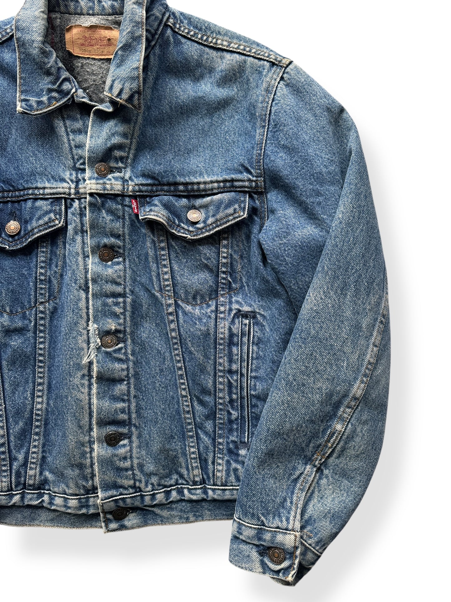 Front Left of Vintage Levis Blanket Lined 4-Pocket Trucker Jacket SZ L