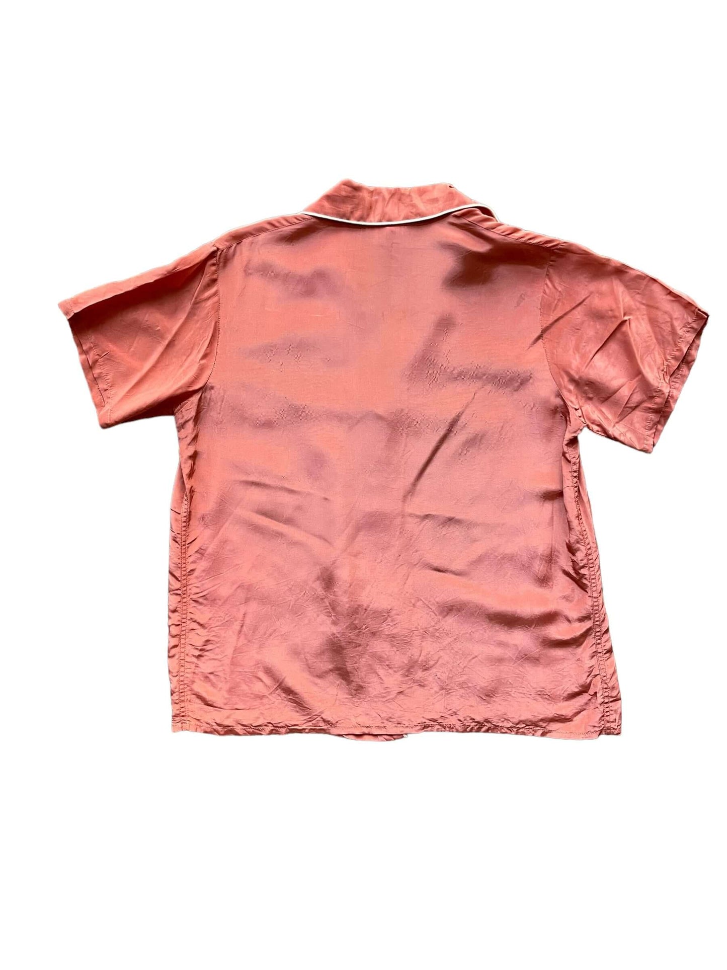 Full back view of 1940s Peggy Prim Satin PJ Top L-XL