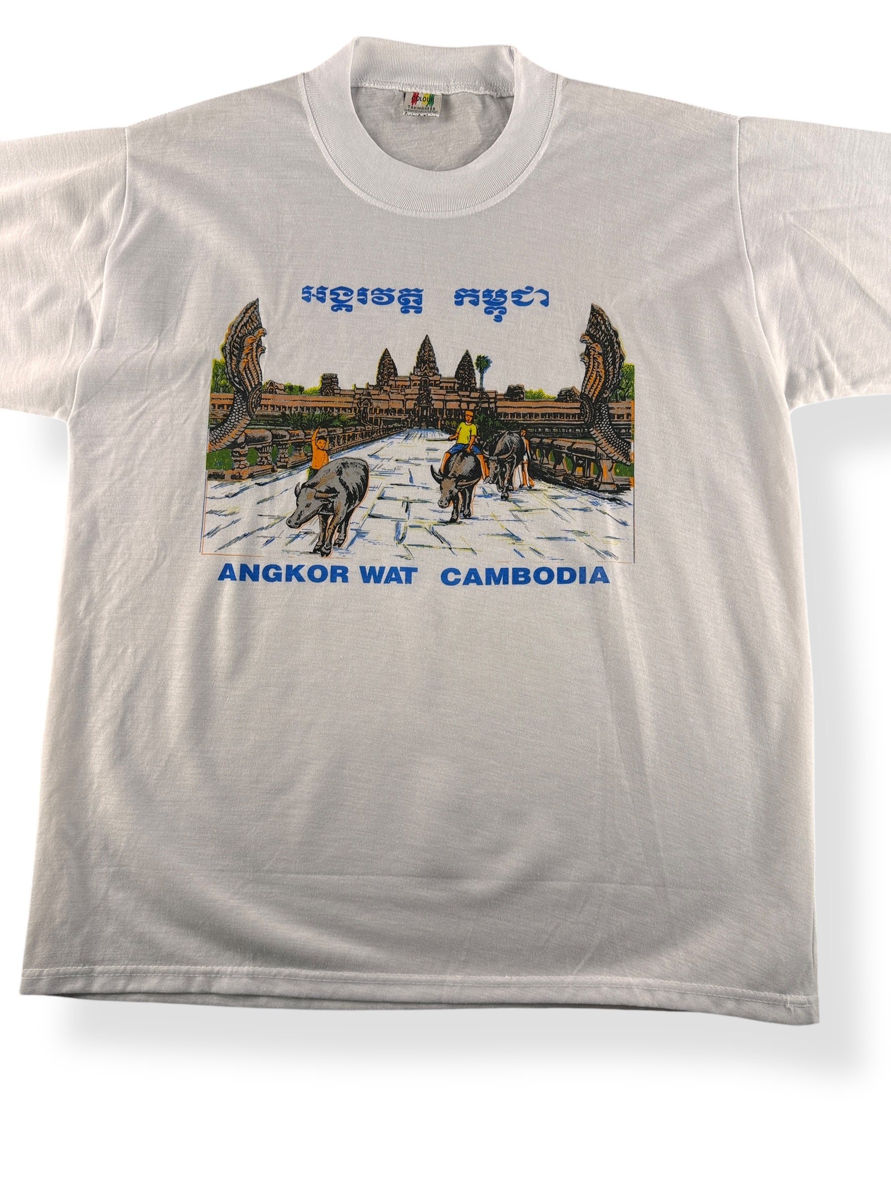 Front Close Up of Vintage Angkor Wat Souvenir Tee SZ L
