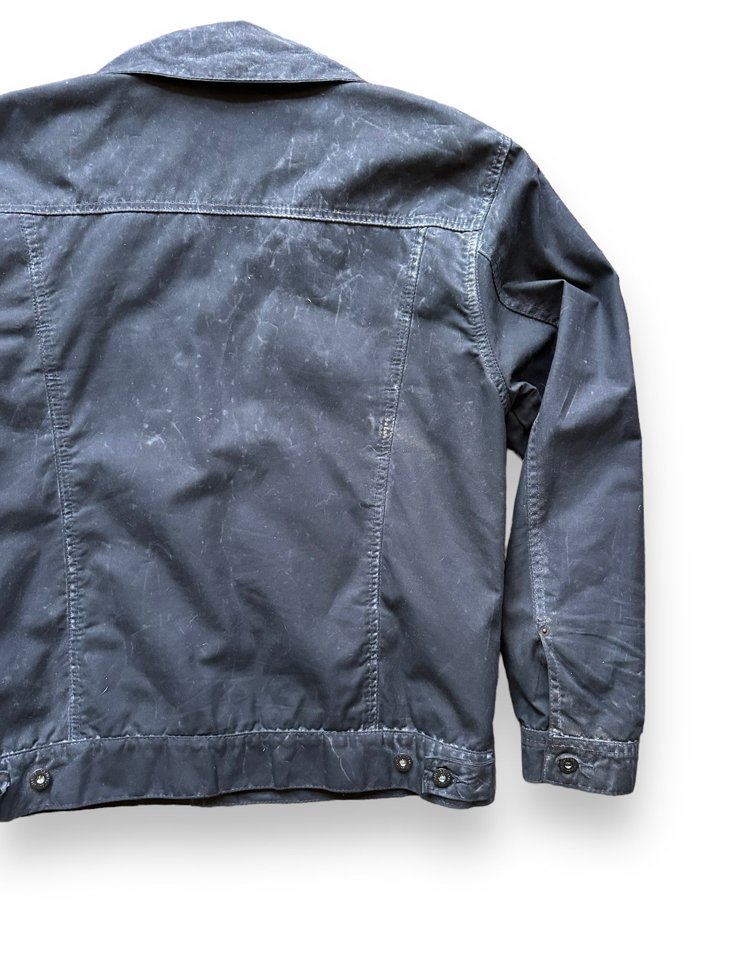 Right Rear View on Filson Black Short Lined Tin Cloth Cruiser SZ M |  Barn Owl Vintage Goods | Vintage Filson Workwear Seattle