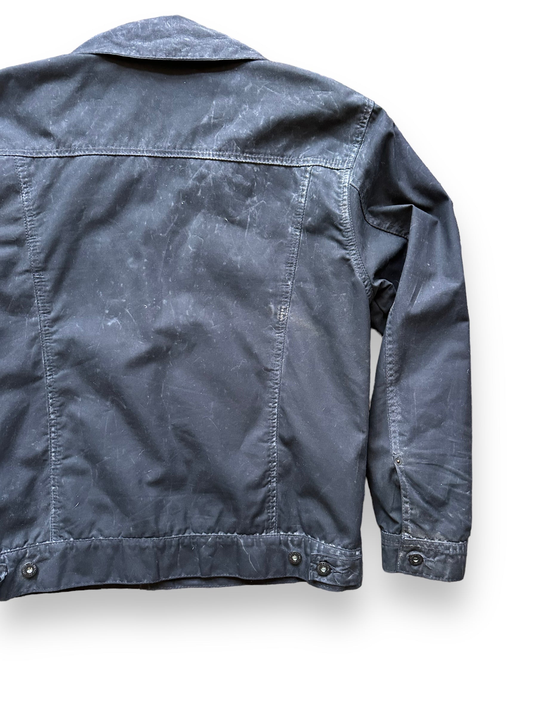 Right Rear View on Filson Black Short Lined Tin Cloth Cruiser SZ M |  Barn Owl Vintage Goods | Vintage Filson Workwear Seattle