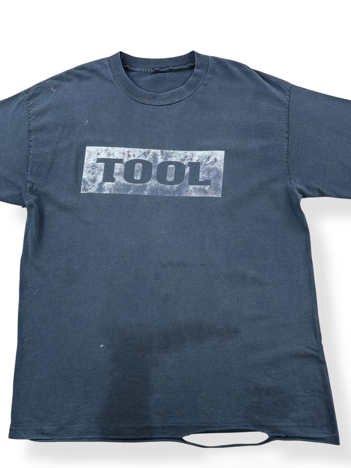 Front Close Up of Vintage Single Stitch Tool Tee SZ XL