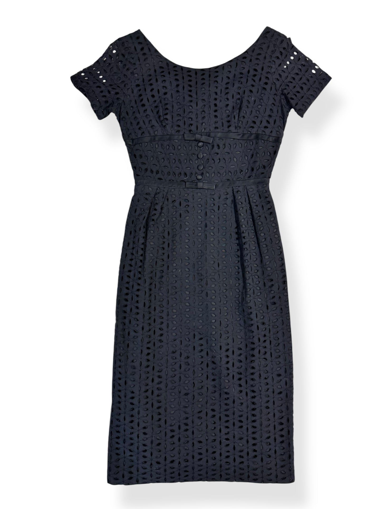 Front view of 1950s Eyelet Wiggle Dress S