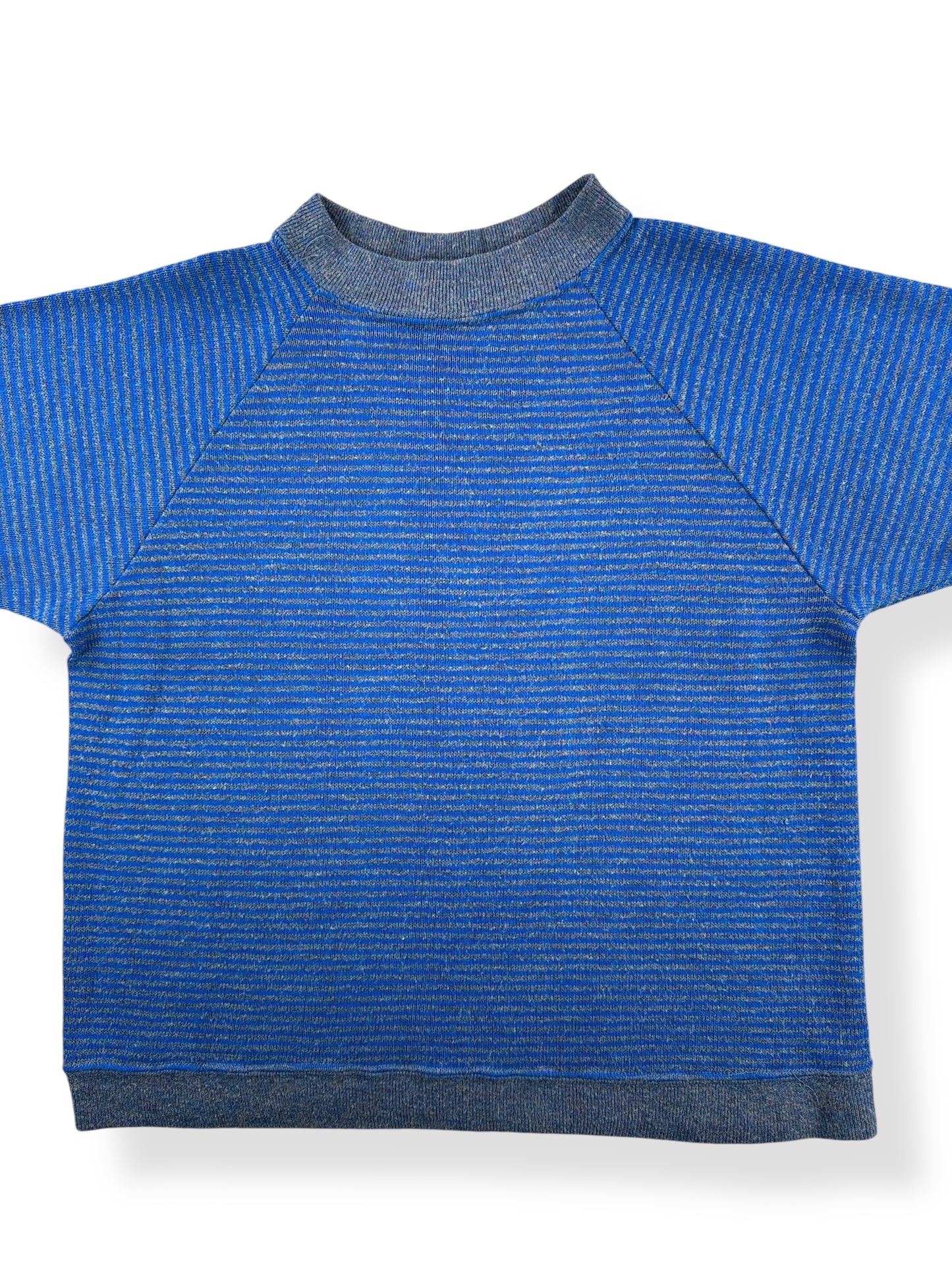 Front Close Up of Vintage Striped Short Sleeve Sweatshirt SZ S