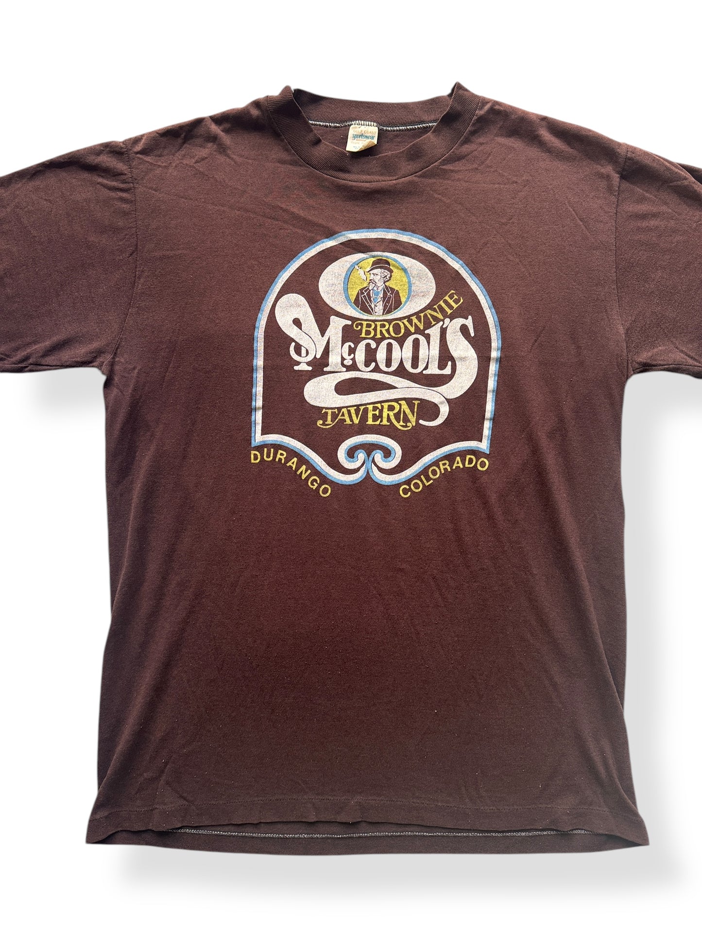 Front Close Up of Vintage Brownie McCool's Tavern Tee SZ L