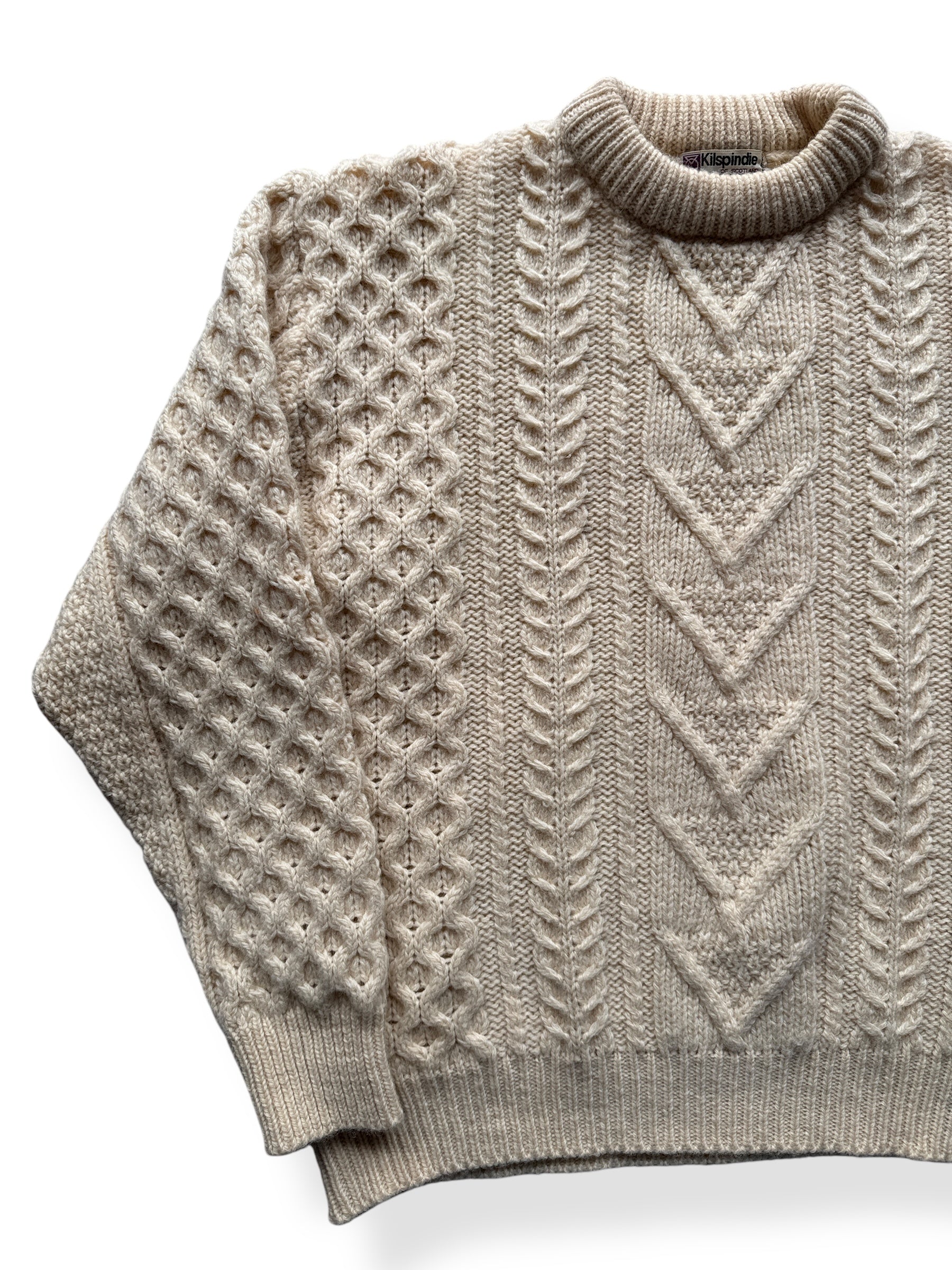 Front Right of Kilspindie Scottish Wool Fisherman Sweater SZ XL