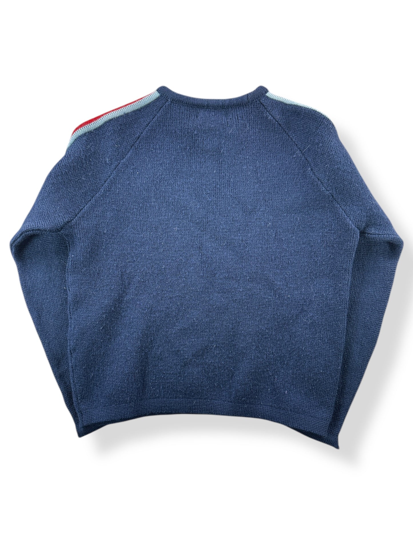 Back of Vintage Navy & Red Demetre Seattle Ski Sweater SZ Kids M (Fits XS)