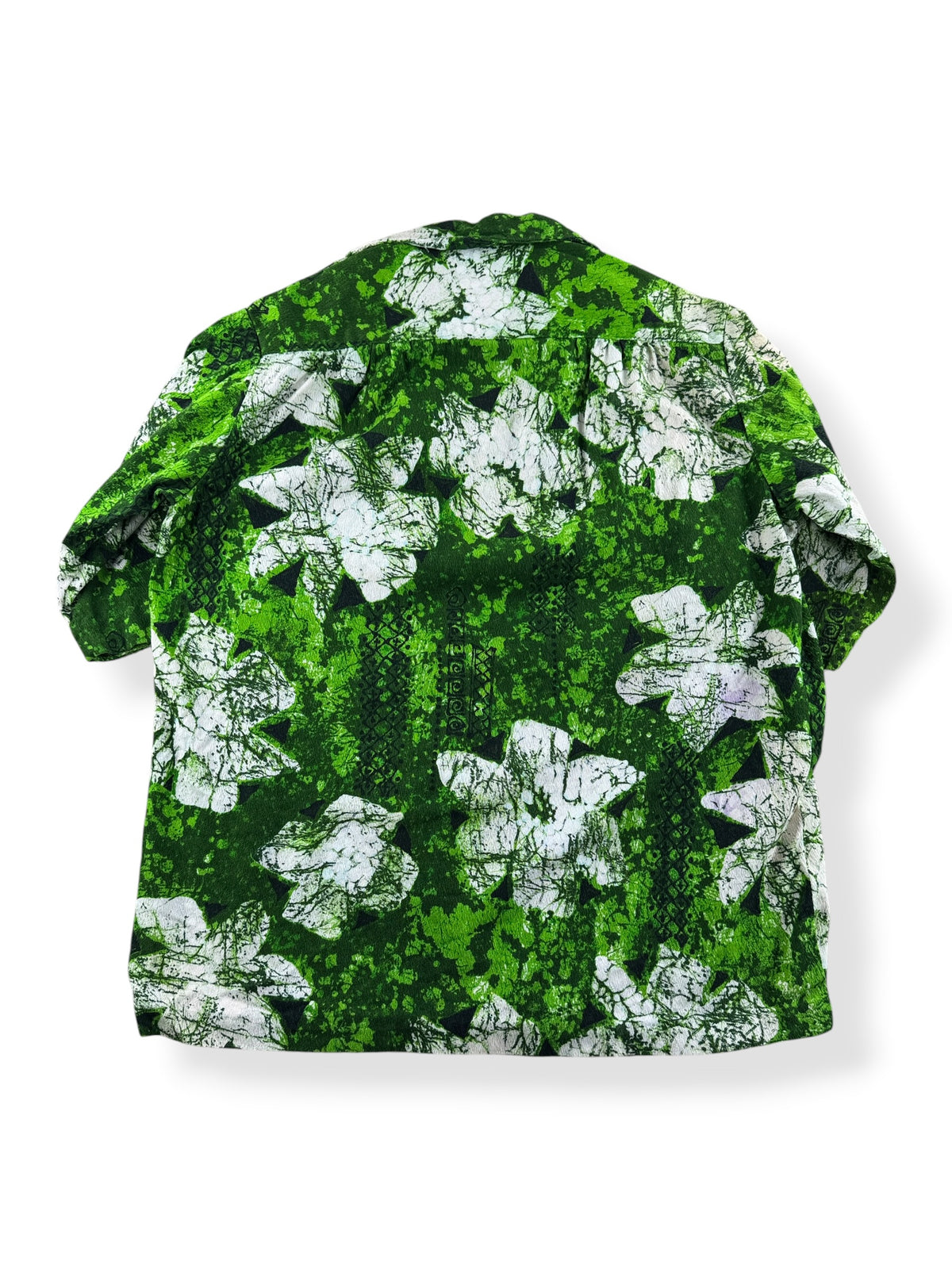 Back on Vintage Green Barkcloth Aloha Shirt SZ S/M - AS IS