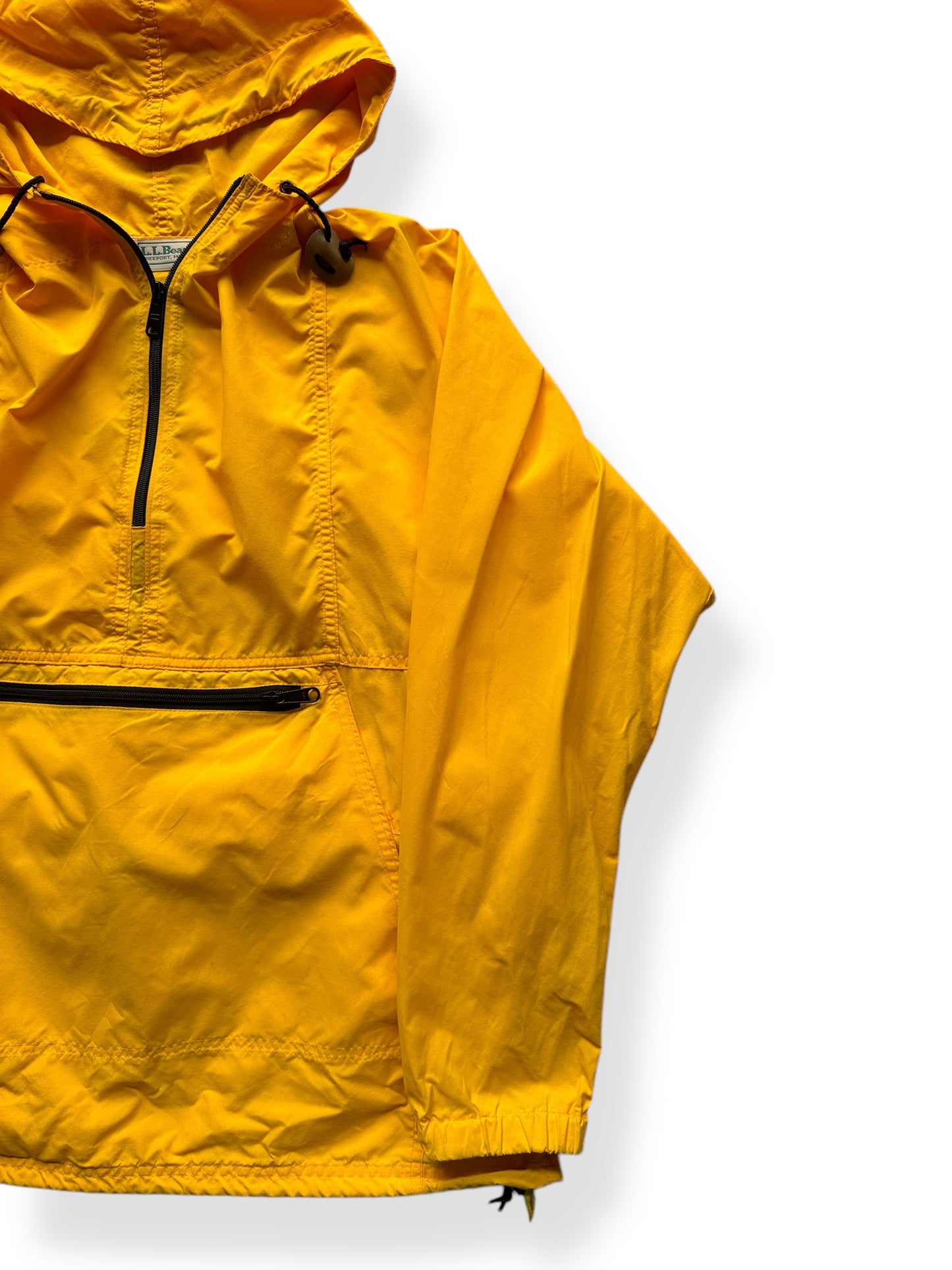 Front Left of Vintage LL Bean Yellow Pullover Anorak SZ M