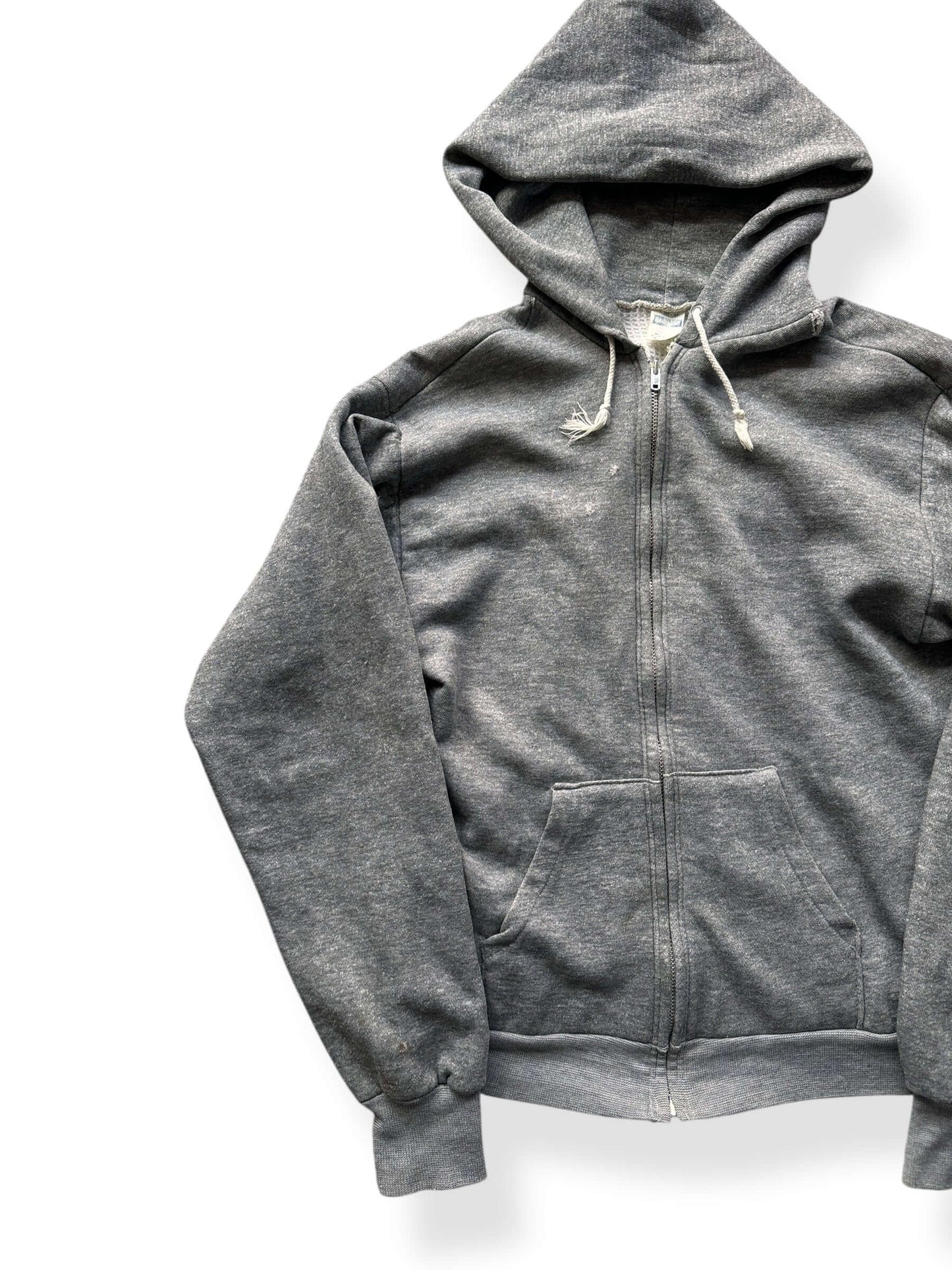 Front Right of Vintage Healthknit Waffle Knit Lined Hoodie SZ L