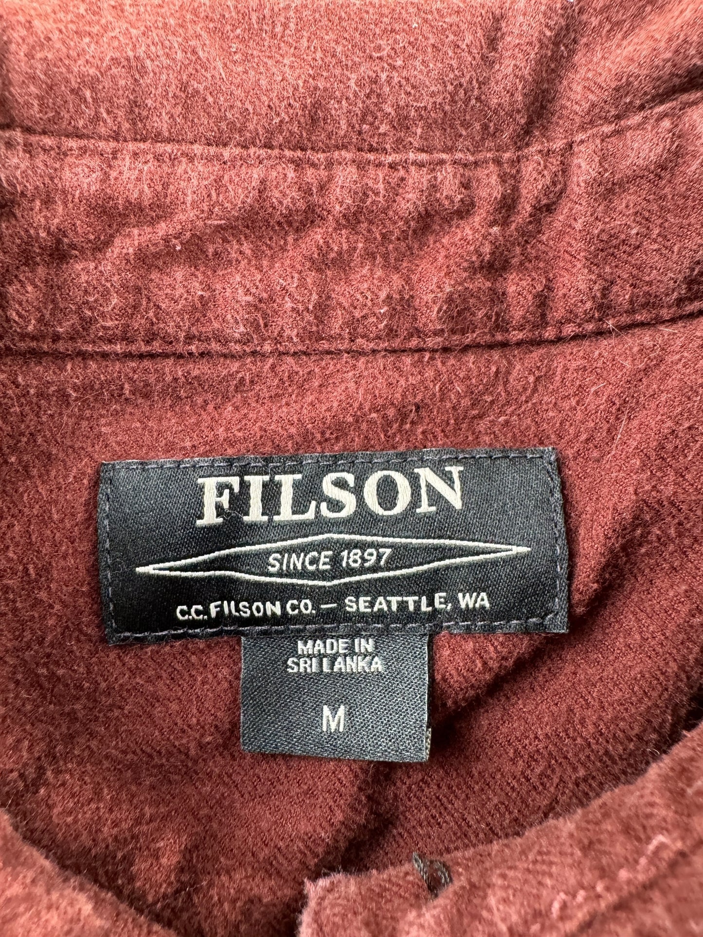 Tag on Filson Redwood Women's Flannel Shirt SZ M
