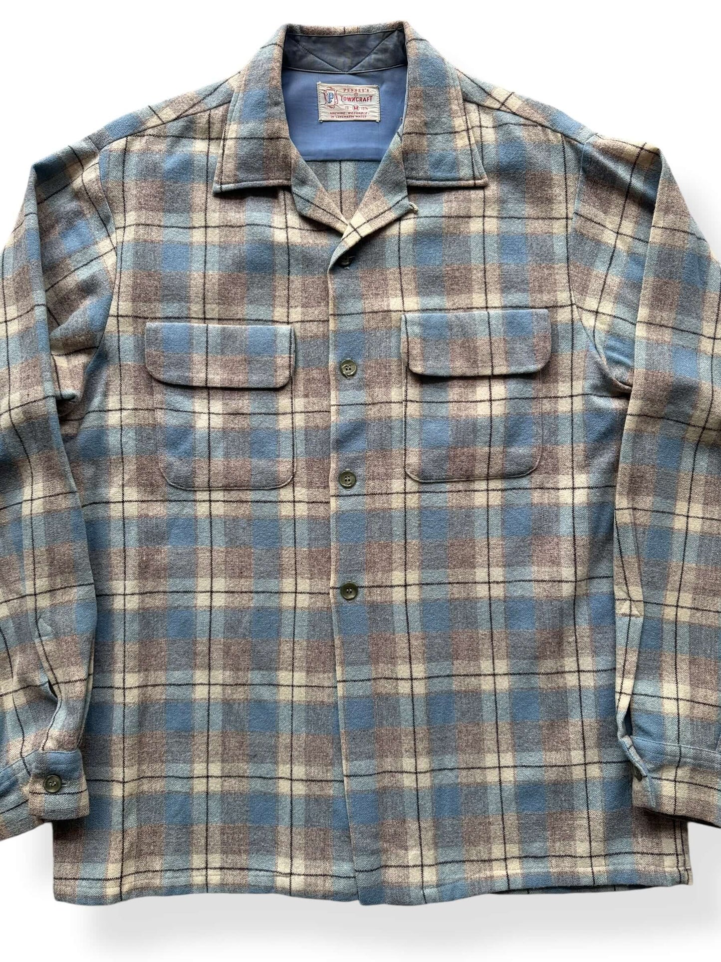 Front Close Up of Vintage Penney's Towncraft Flannel SZ M