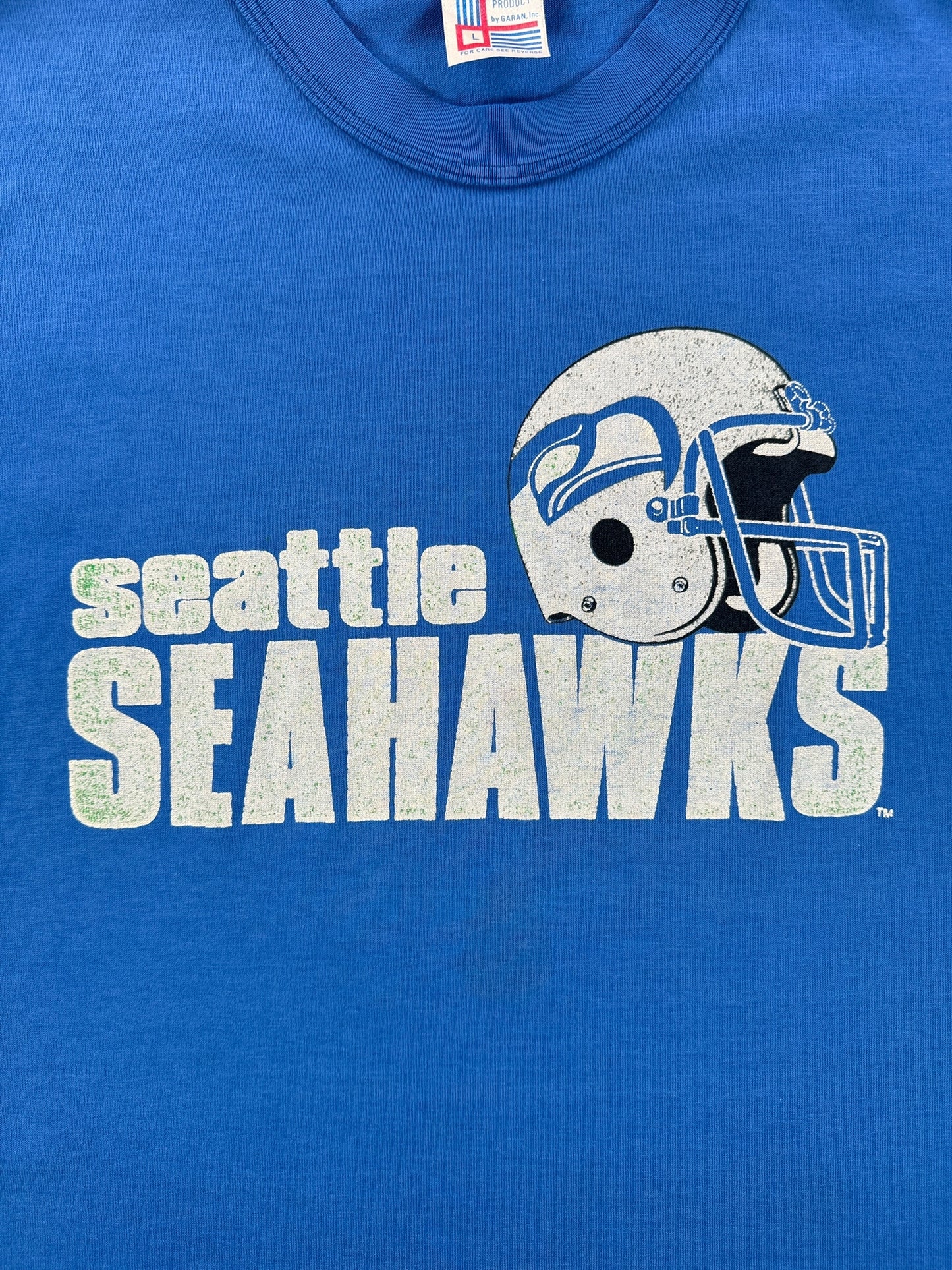 Front Close Up of Vintage 80s Seahawks Tee SZ M