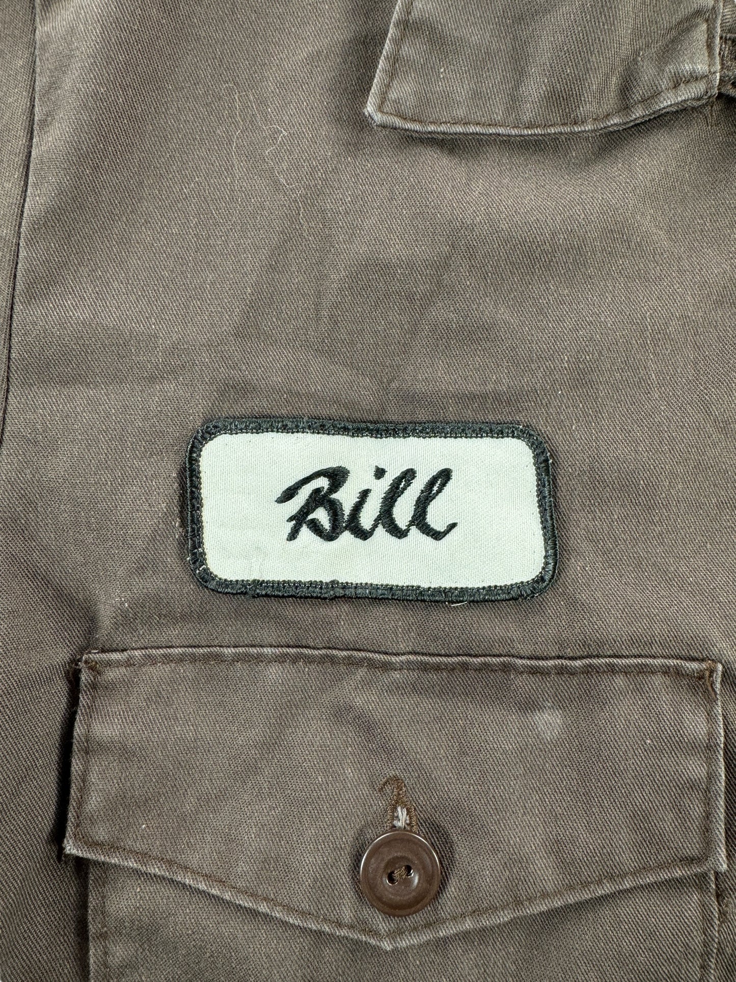 Name Tag on Vintage "Bill" Brown Red Kap Work Jacket SZ 40