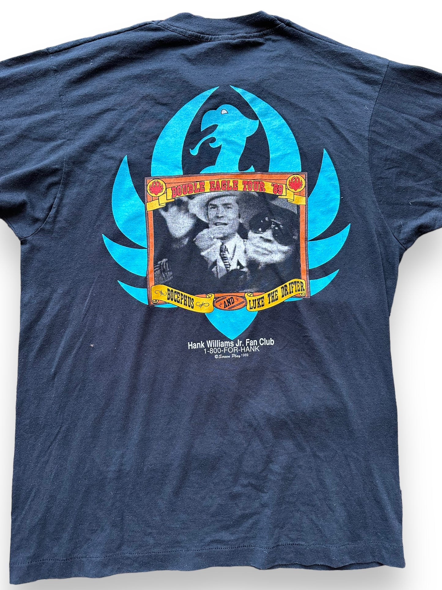 Rear Detail on Vintage Hank Williams Jr There's a Tear In My Beer Tee SZ L | Vintage Country Music Tees Seattle | Barn Owl Vintage Goods