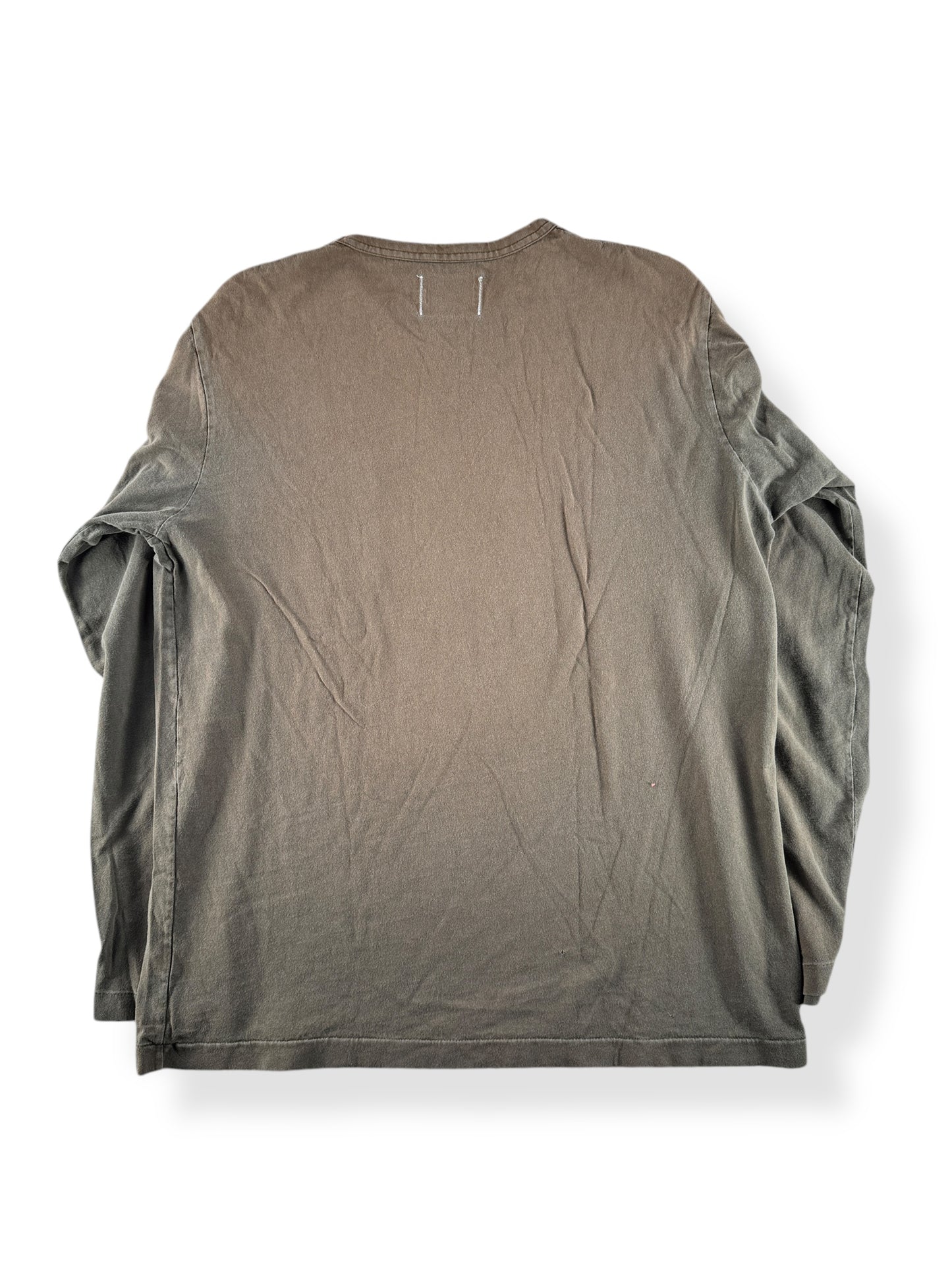 Back of Modern Dehen Long Sleeve Olive Drab Tee SZ L