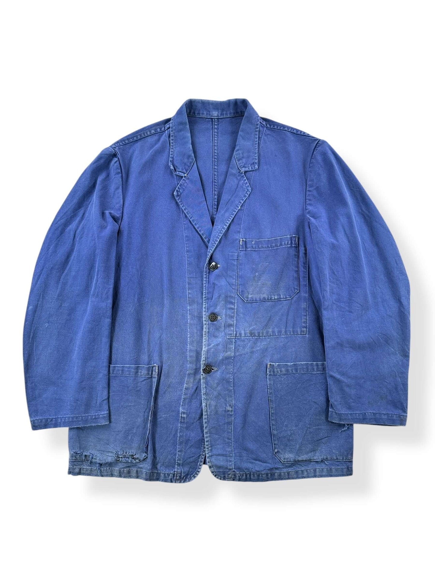 Front of Vintage Faded and Loved French Chore Coat SZ L