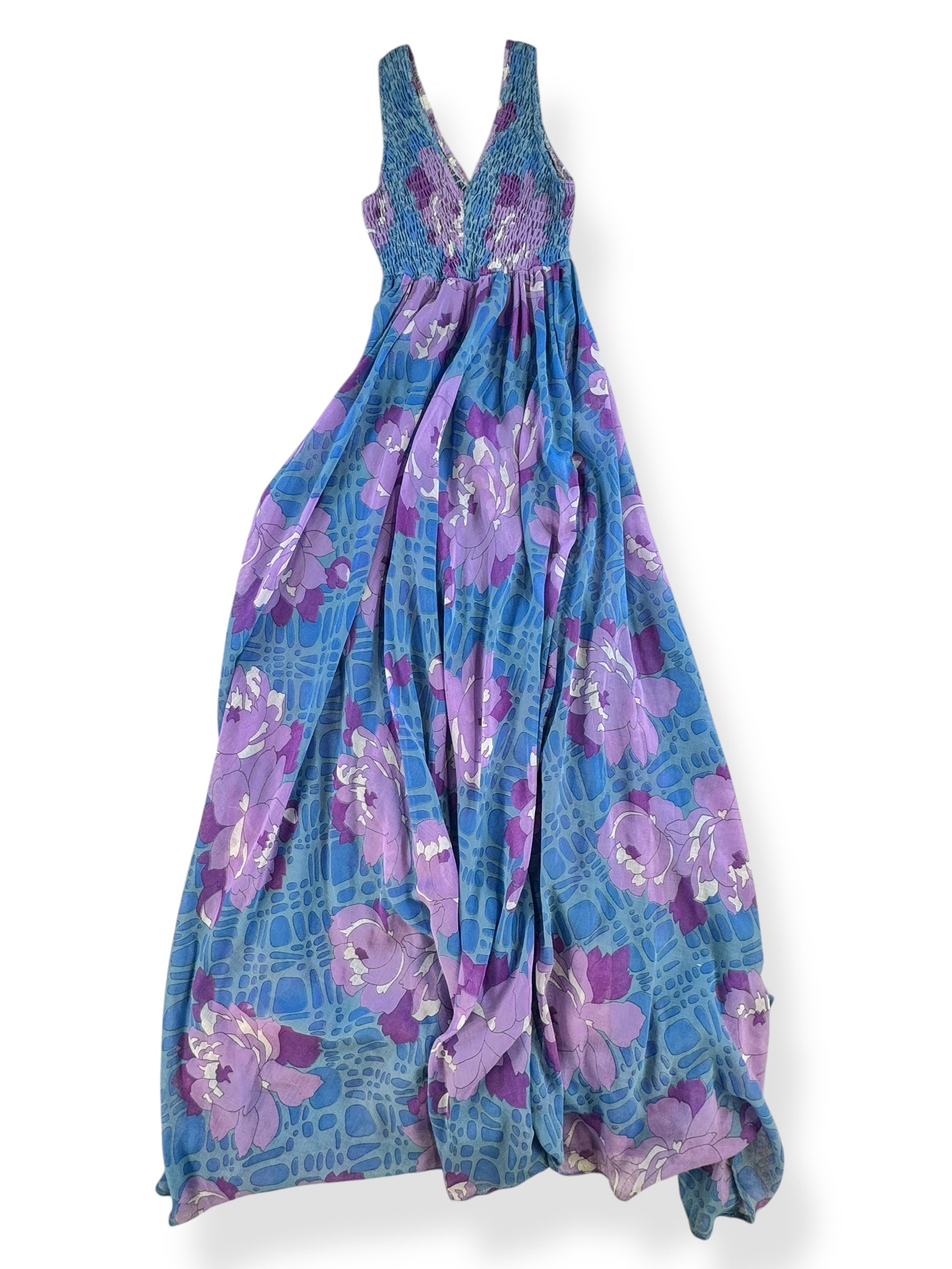Front of 1970s Denise Are There! Floral Dress S-M