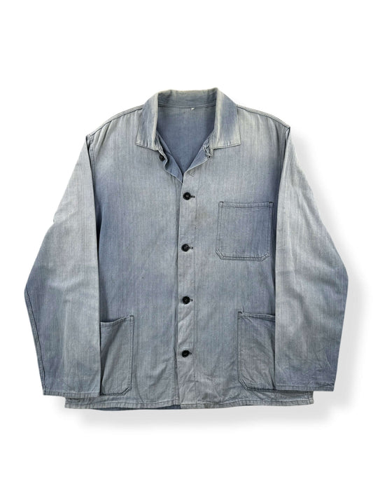 Front of Vintage Amazingly Sunfaded French Chore Coat SZ L