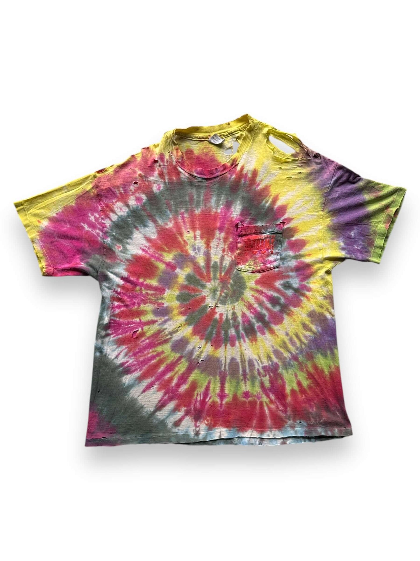 front of Vintage Destroyed Radio Free Alabama Tie-Dye Tee SZ XL