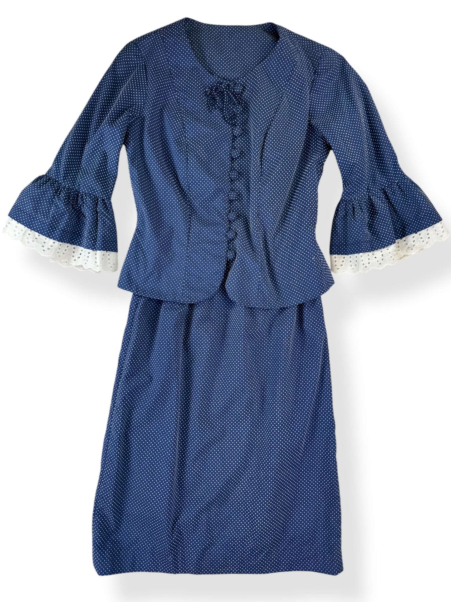 Front of 1950s Navy Blue Swiss Dot Set S
