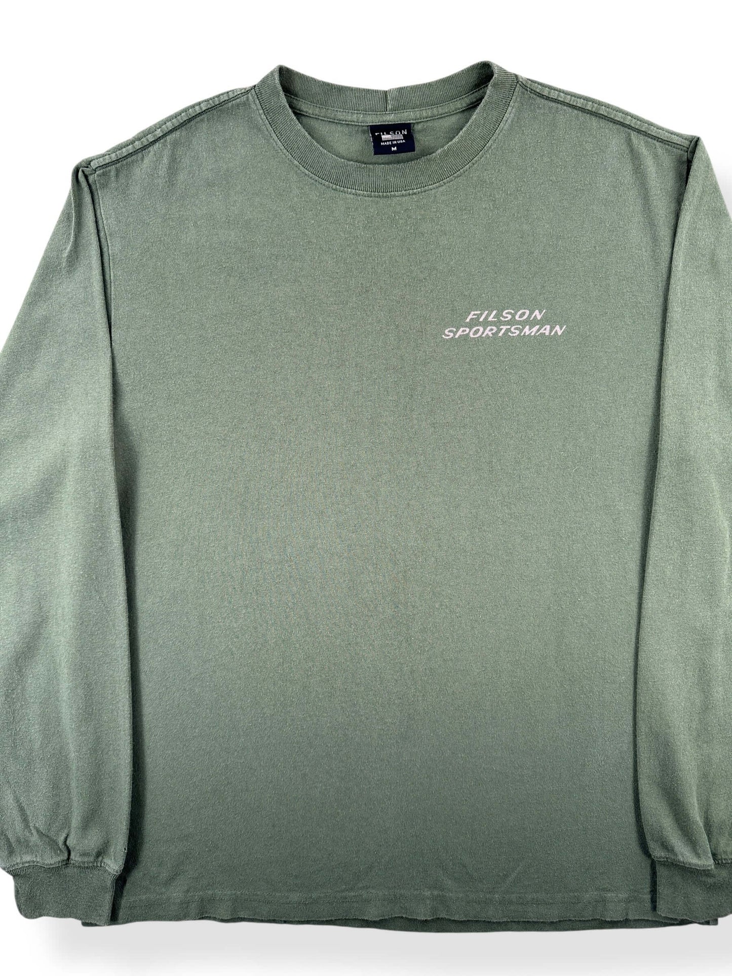 Front Close Up of Filson Sportsman Long Sleeve Tee SZ M