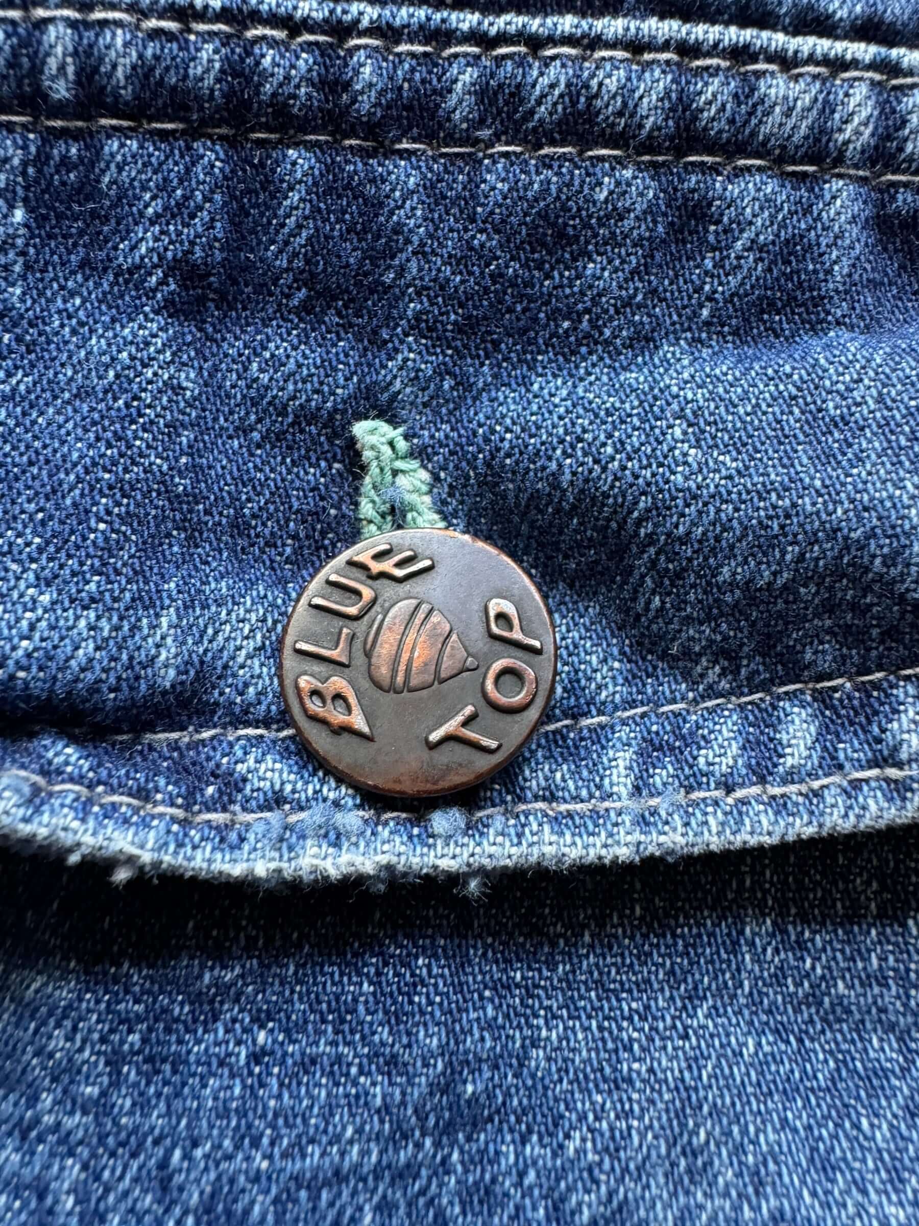 button on Vintage Blue Top Blanket Lined Denim Chore Coat SZ 42