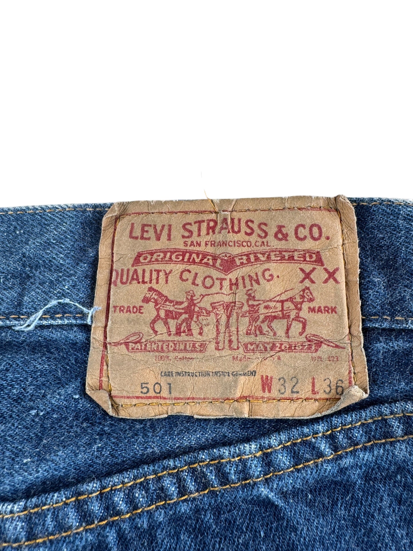 Label on Vintage MIUSA Levi's 501 Redline Jeans W29