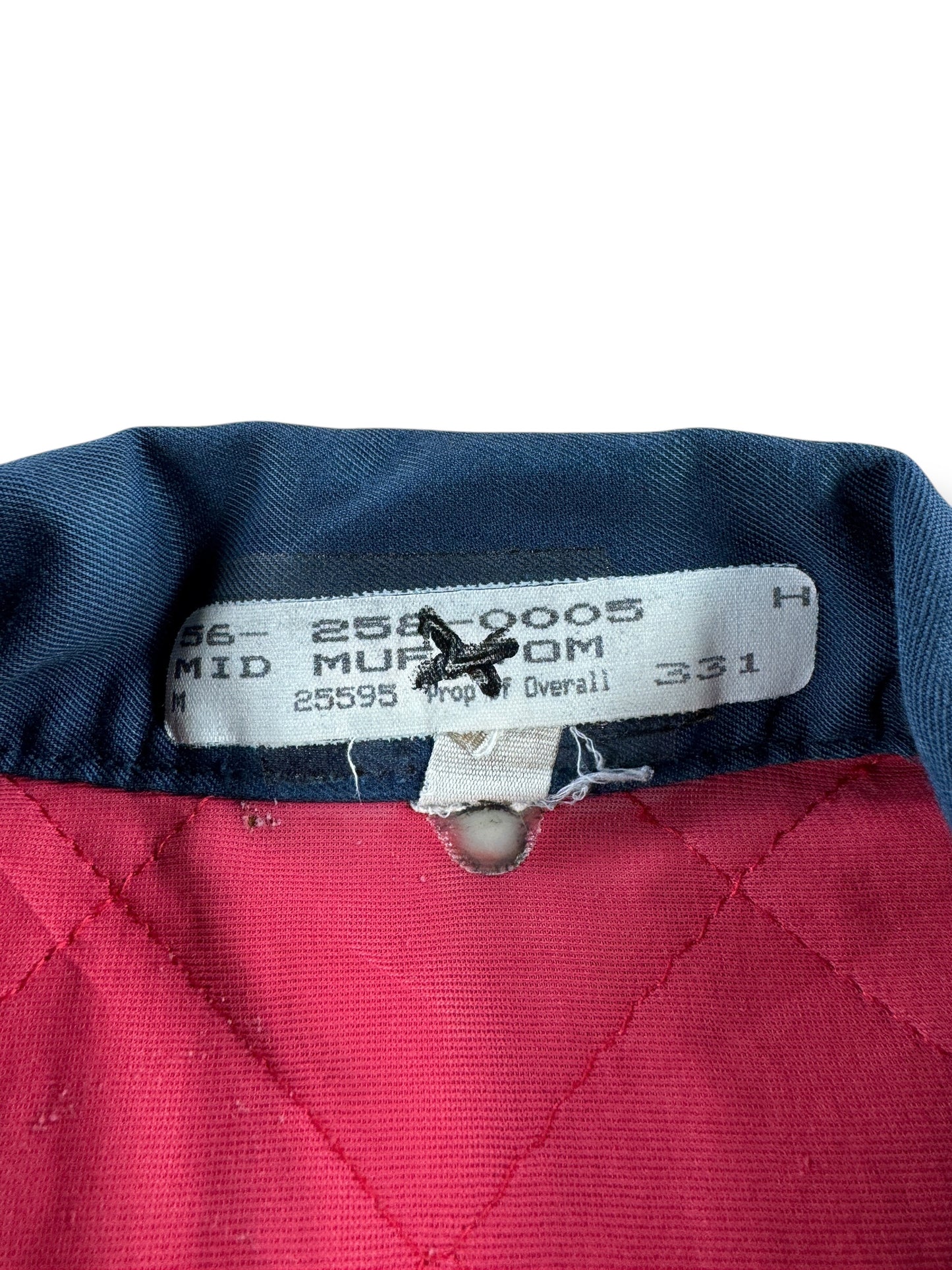 Tag on Vintage Blue Quilted Red Kap Gas Station Jacket SZ M
