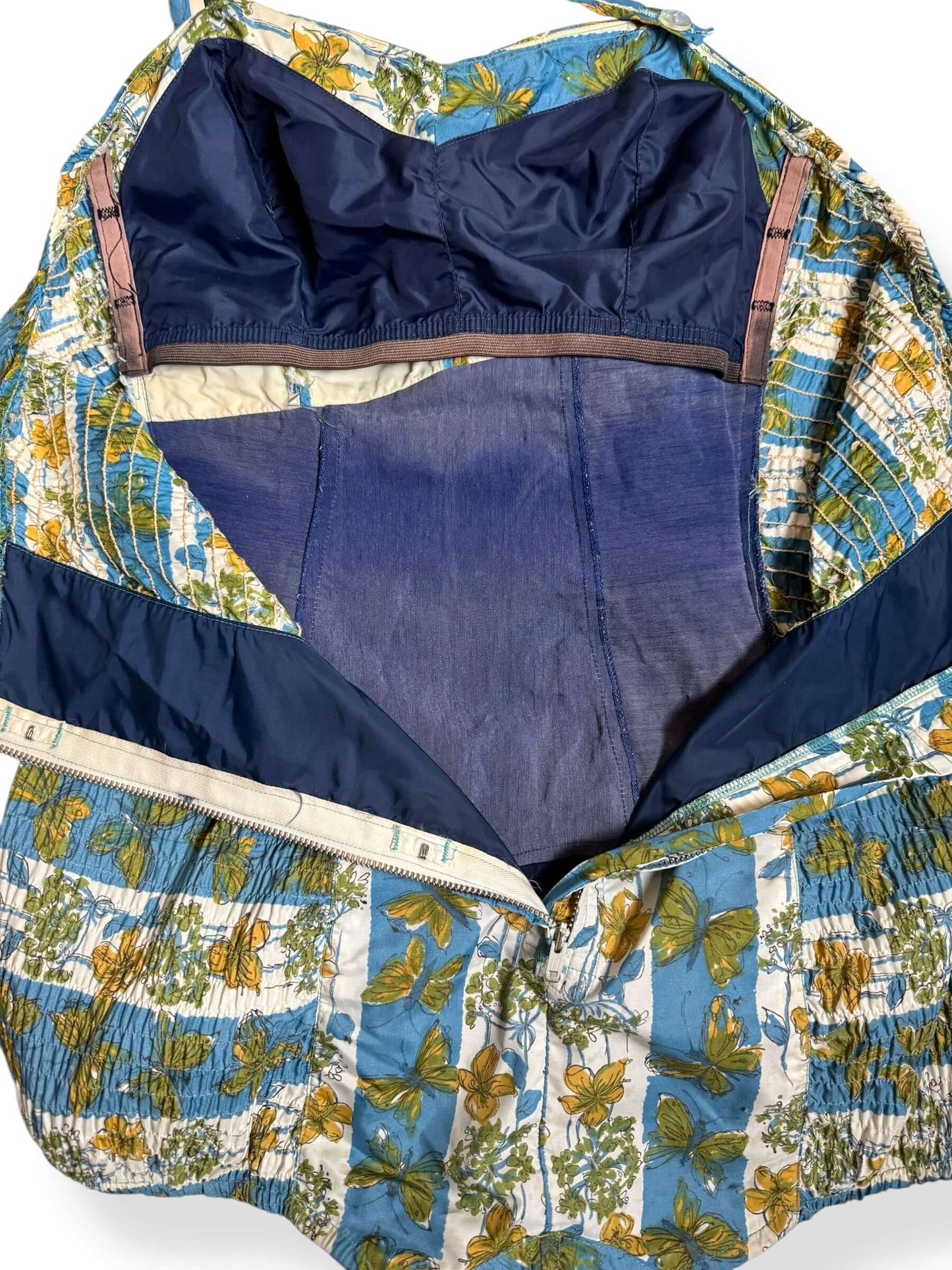 Back of 1960s Floral Butterfly Bathing Suit L-XL