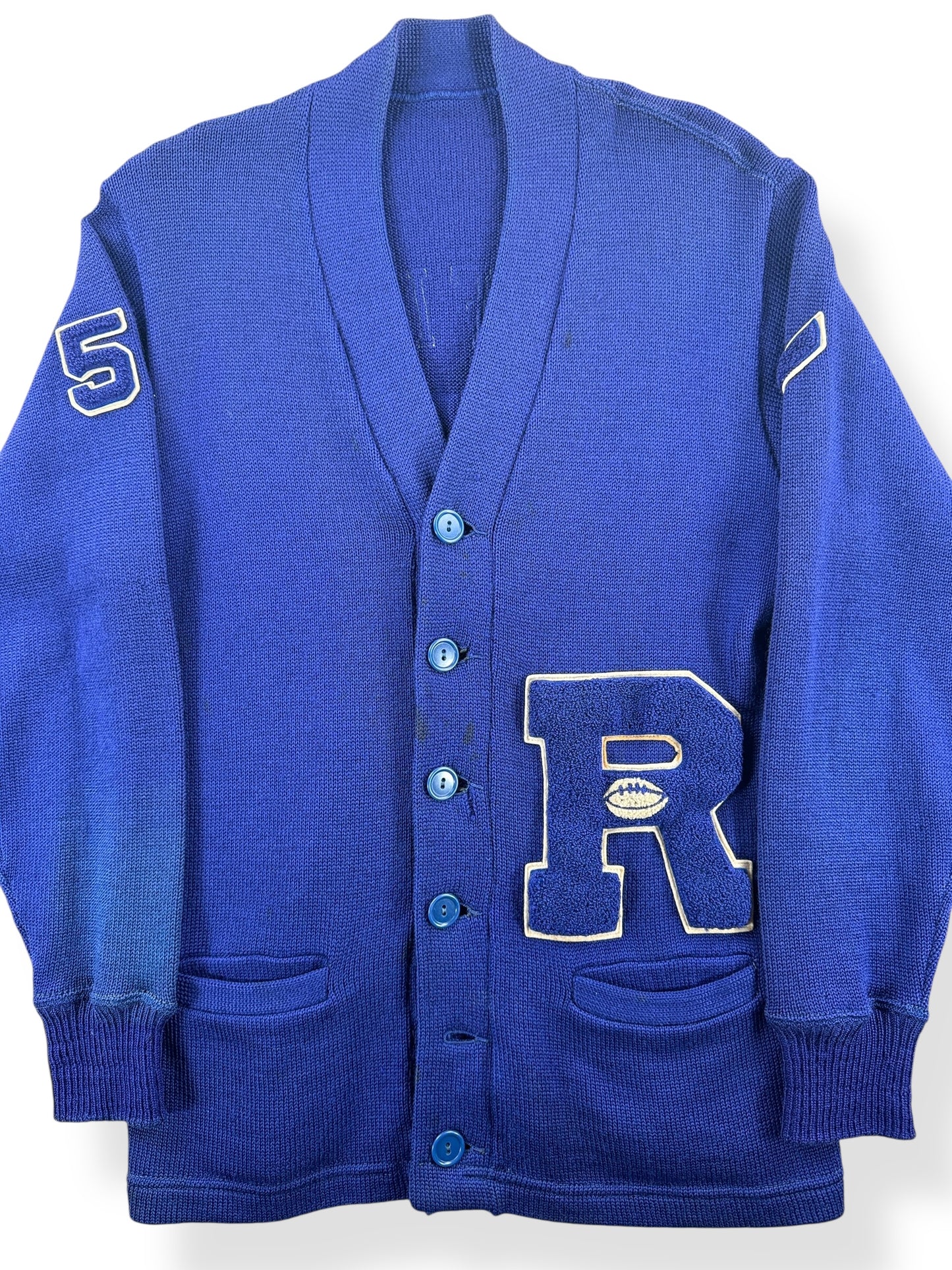 Front Close Up of Vintage Redfield Bulldogs Varsity Sweater SZ S