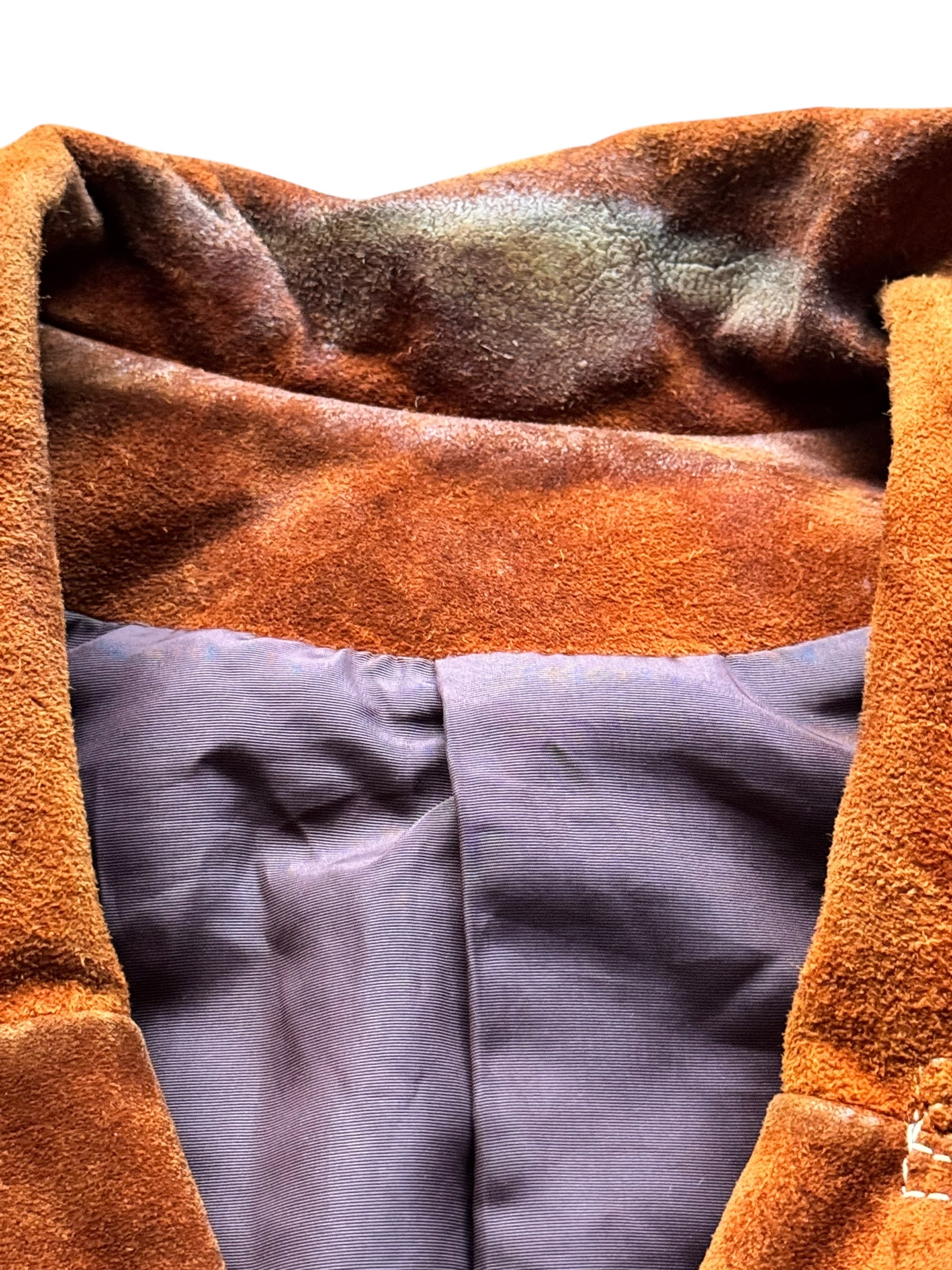 Wear on collar of 1970s Brown Suede Coat M