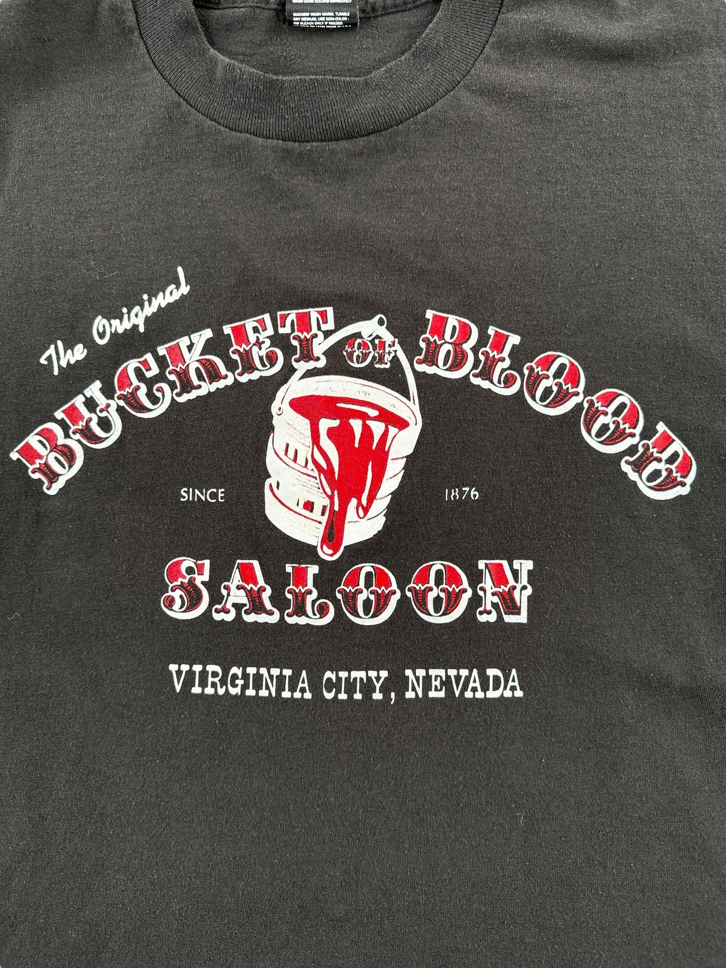 Front Graphic of Vintage Bucket of Blood Nevada Tee SZ XL