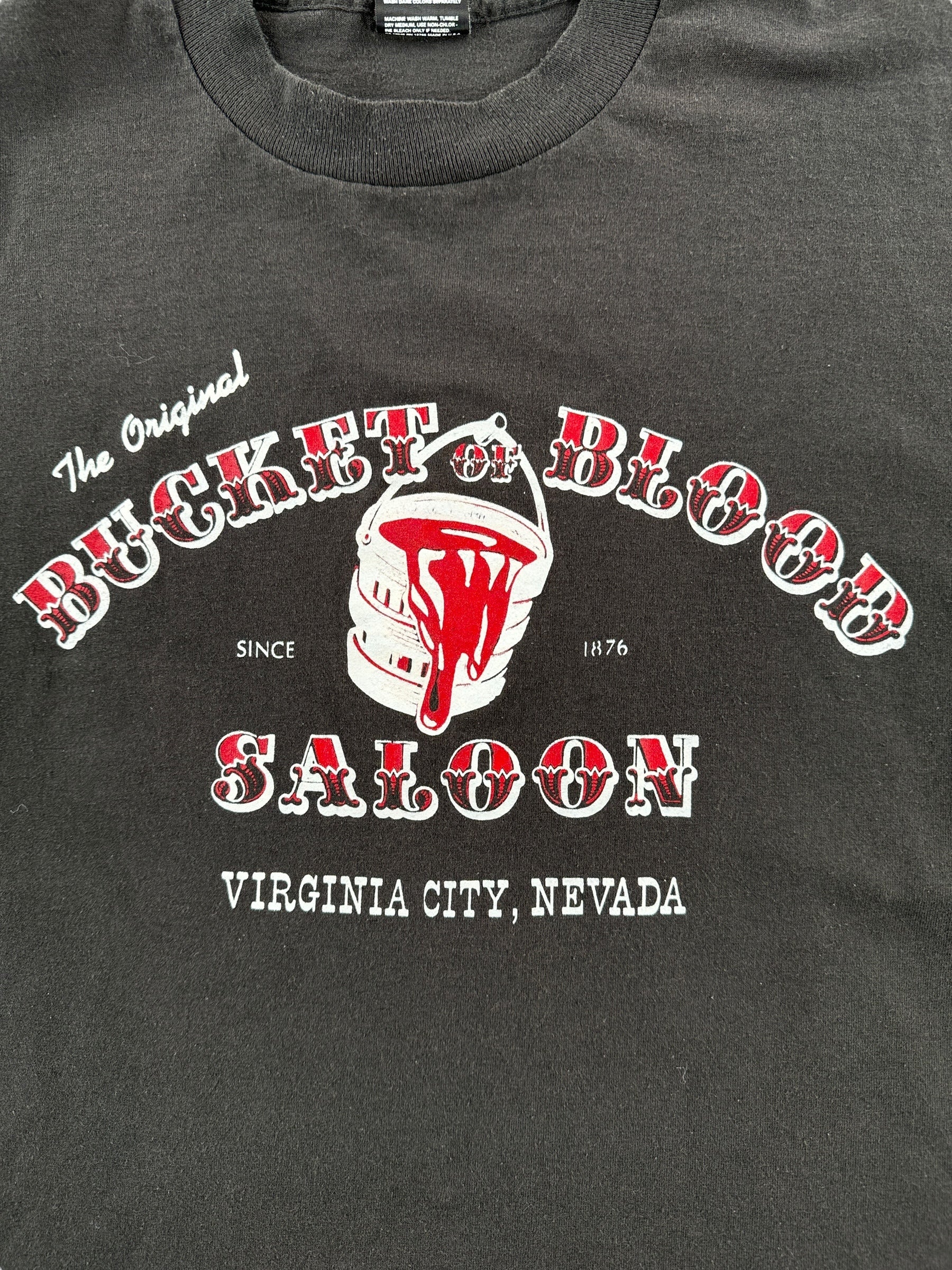 Front Graphic of Vintage Bucket of Blood Nevada Tee SZ XL