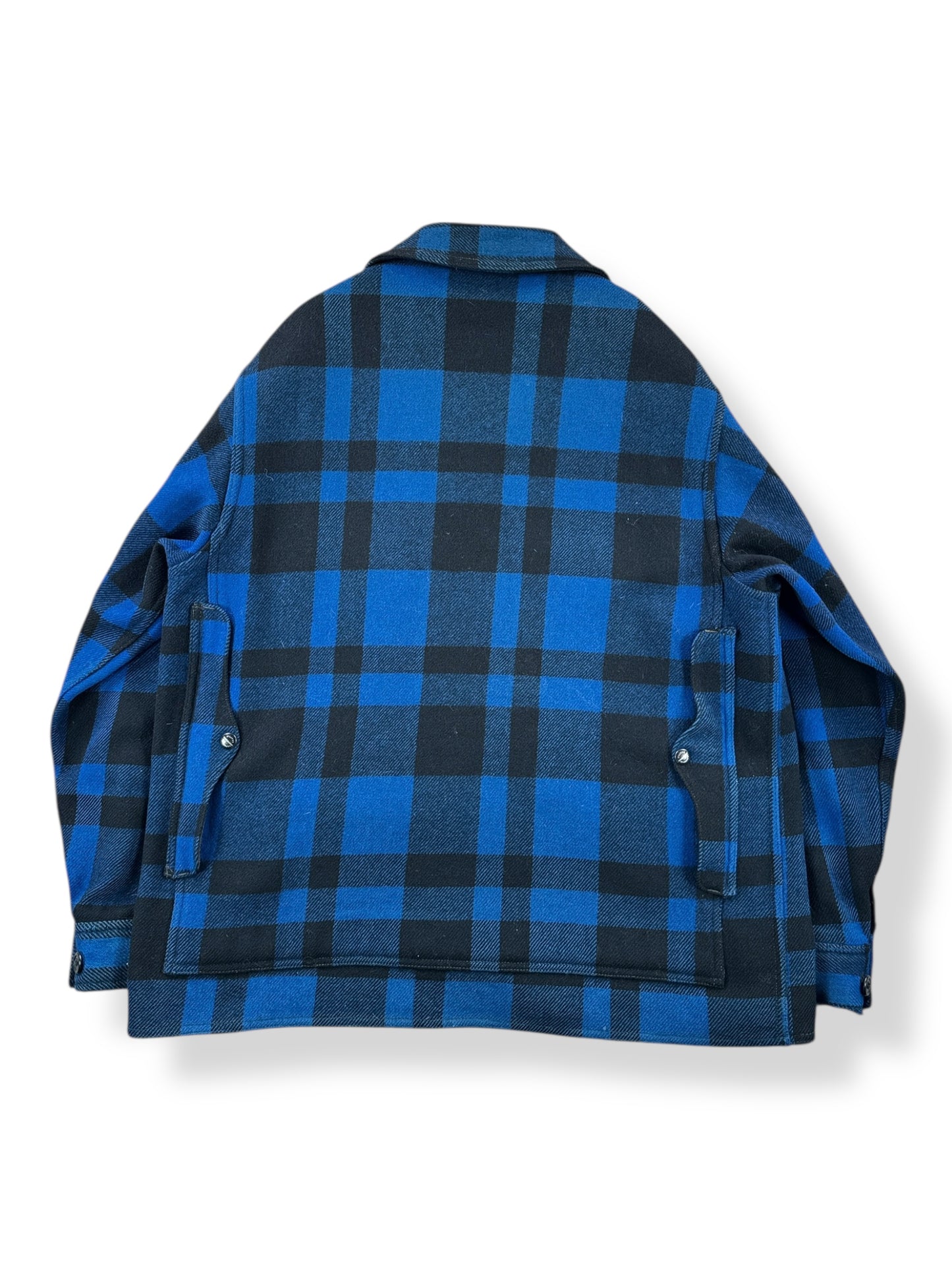 Back of Vintage Union Made Filson Cobalt and Black Mackinaw Cruiser SZ XL